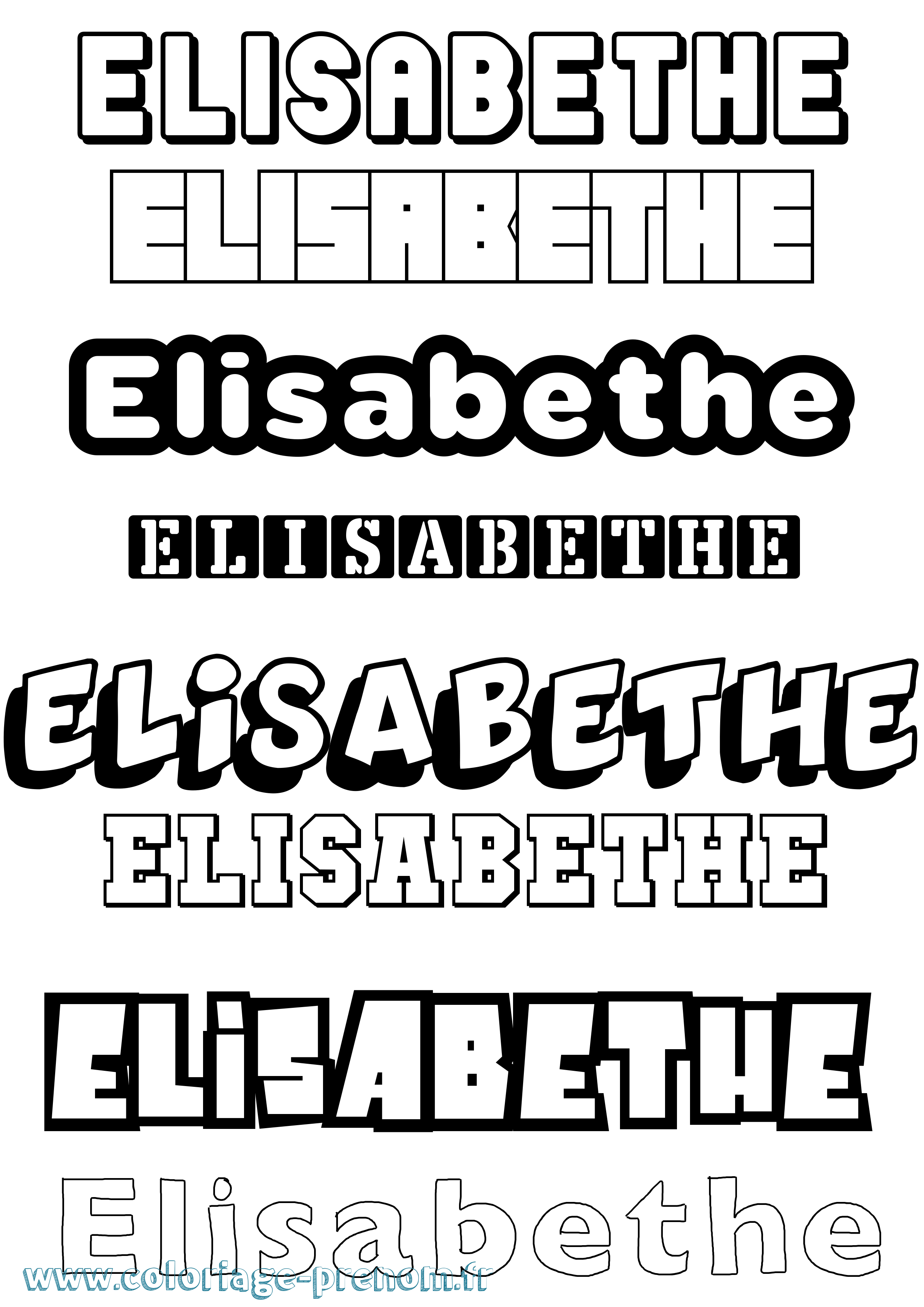 Coloriage Elisabethe Simple Coloriage prénom Elisabethe Simple