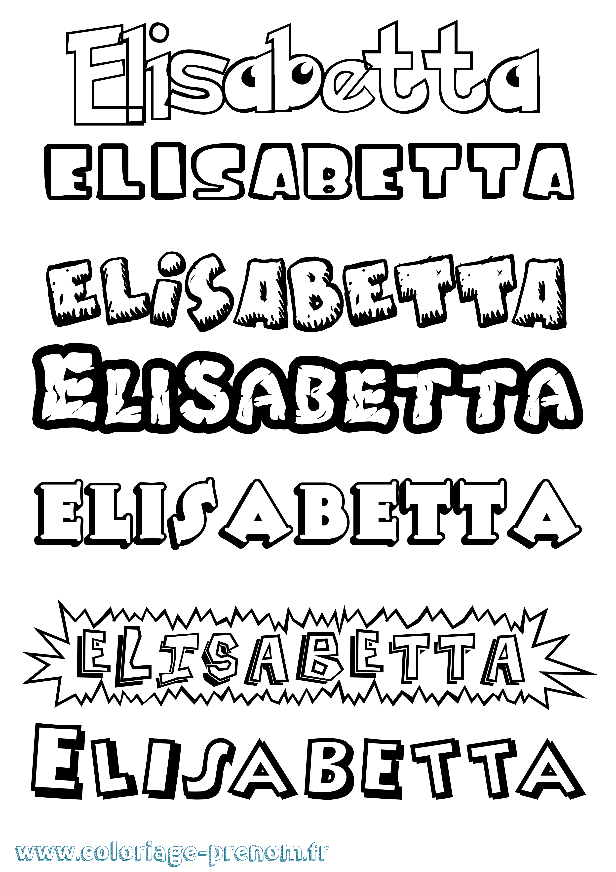 Coloriage Elisabetta Dessin Animé Coloriage prénom Elisabetta Dessin Animé
