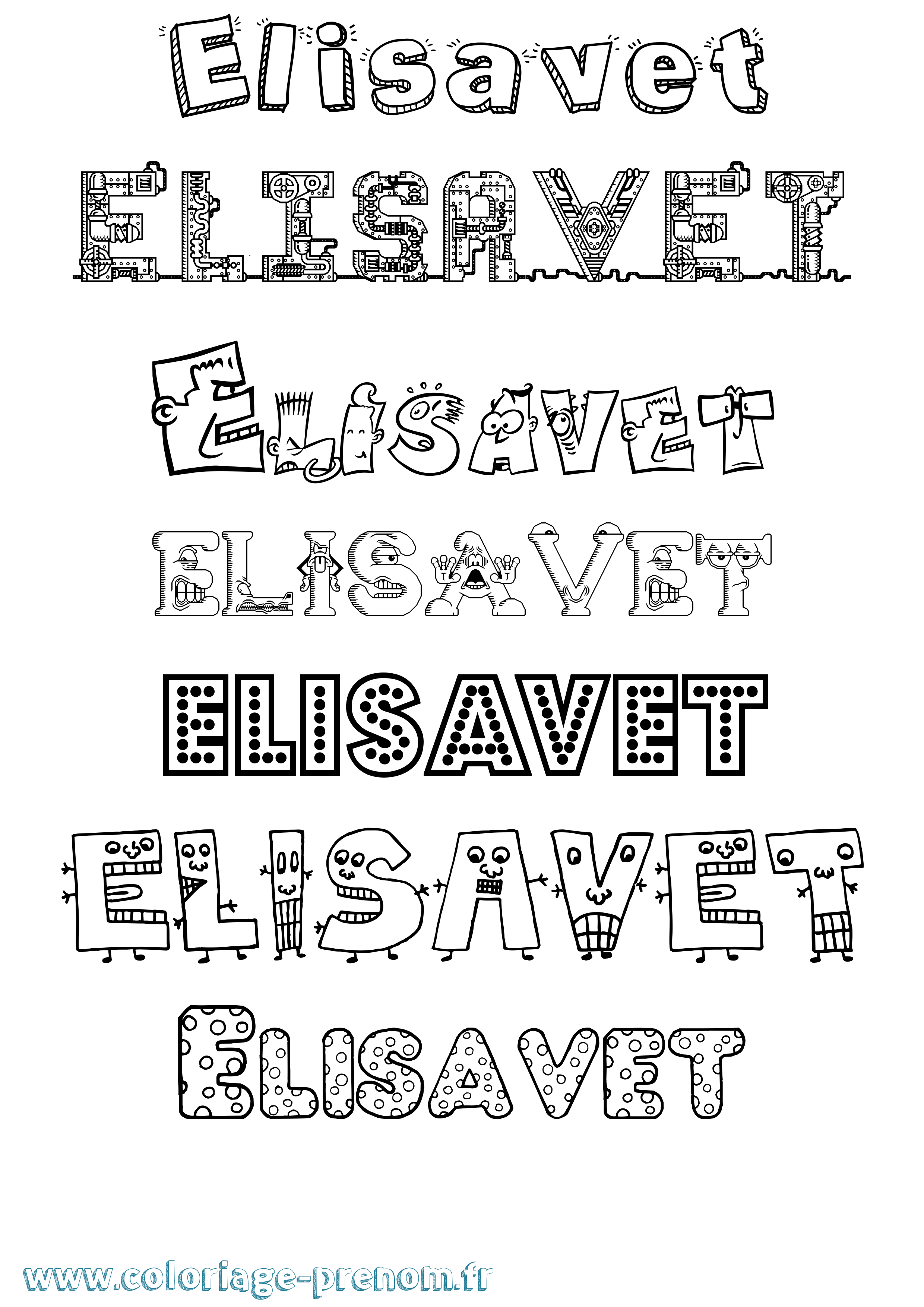 Coloriage Elisavet Fun Coloriage prénom Elisavet Fun