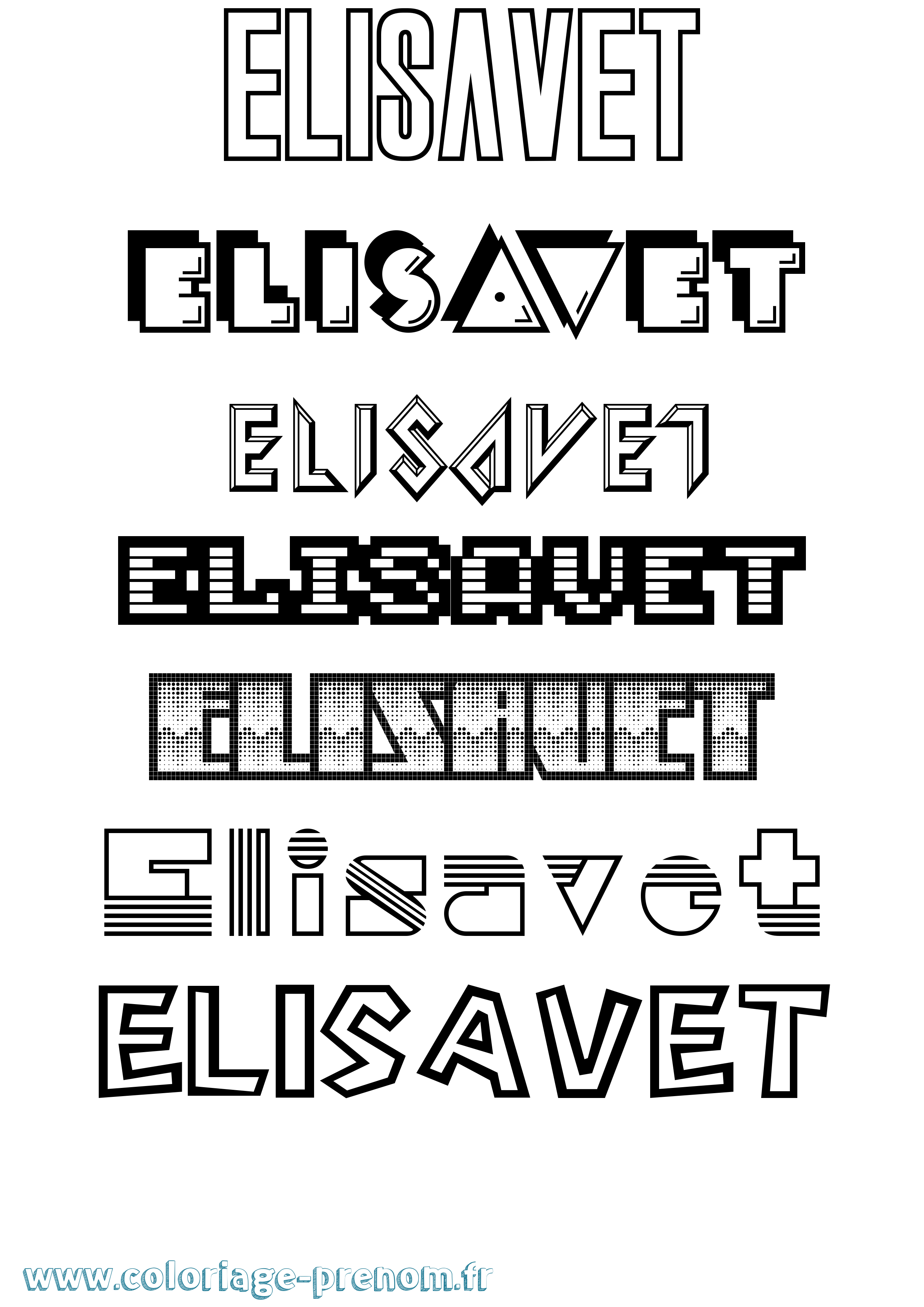Coloriage Elisavet Jeux Vidéos Coloriage prénom Elisavet Jeux Vidéos