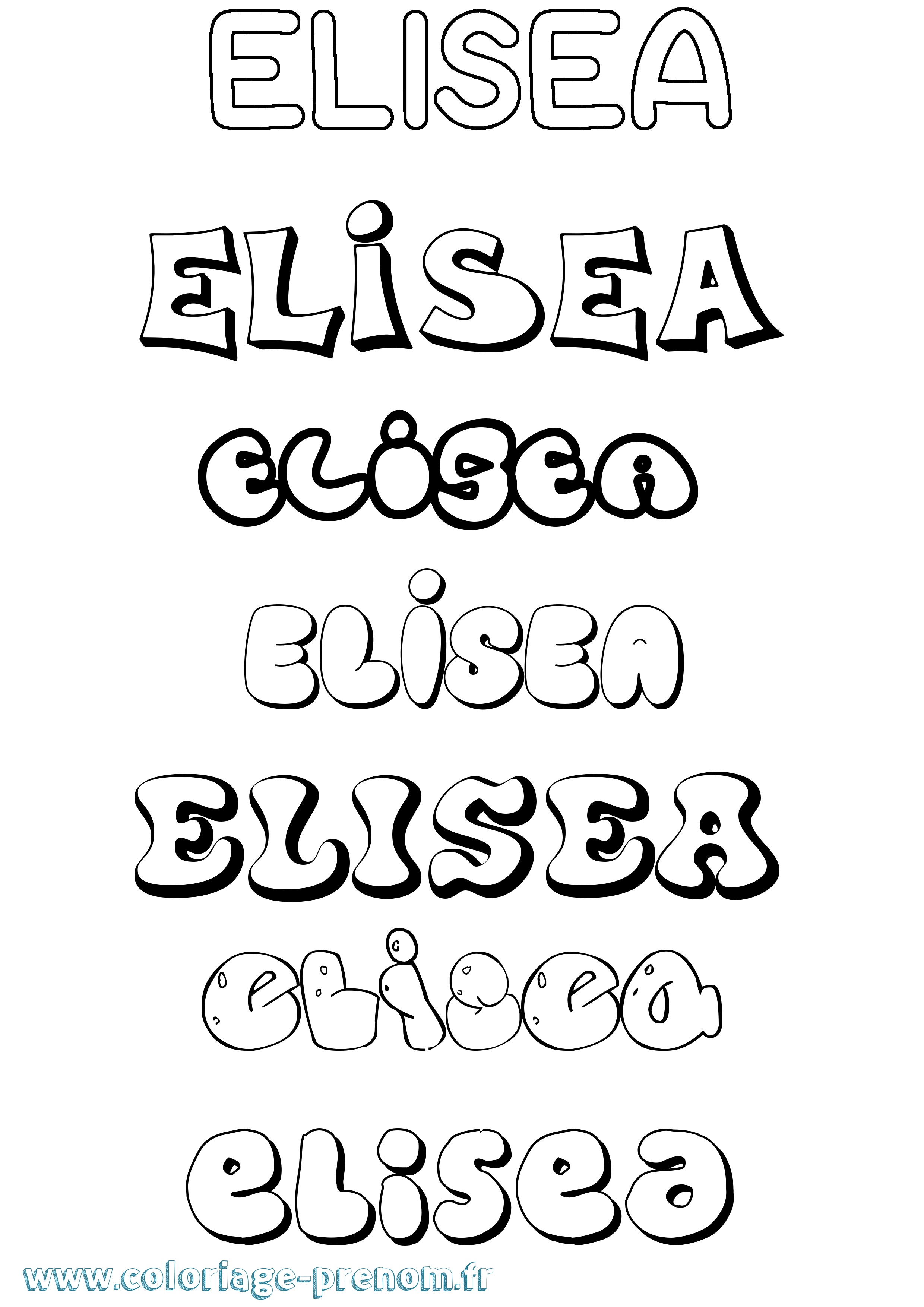 Coloriage Elisea Bubble Coloriage prénom Elisea Bubble
