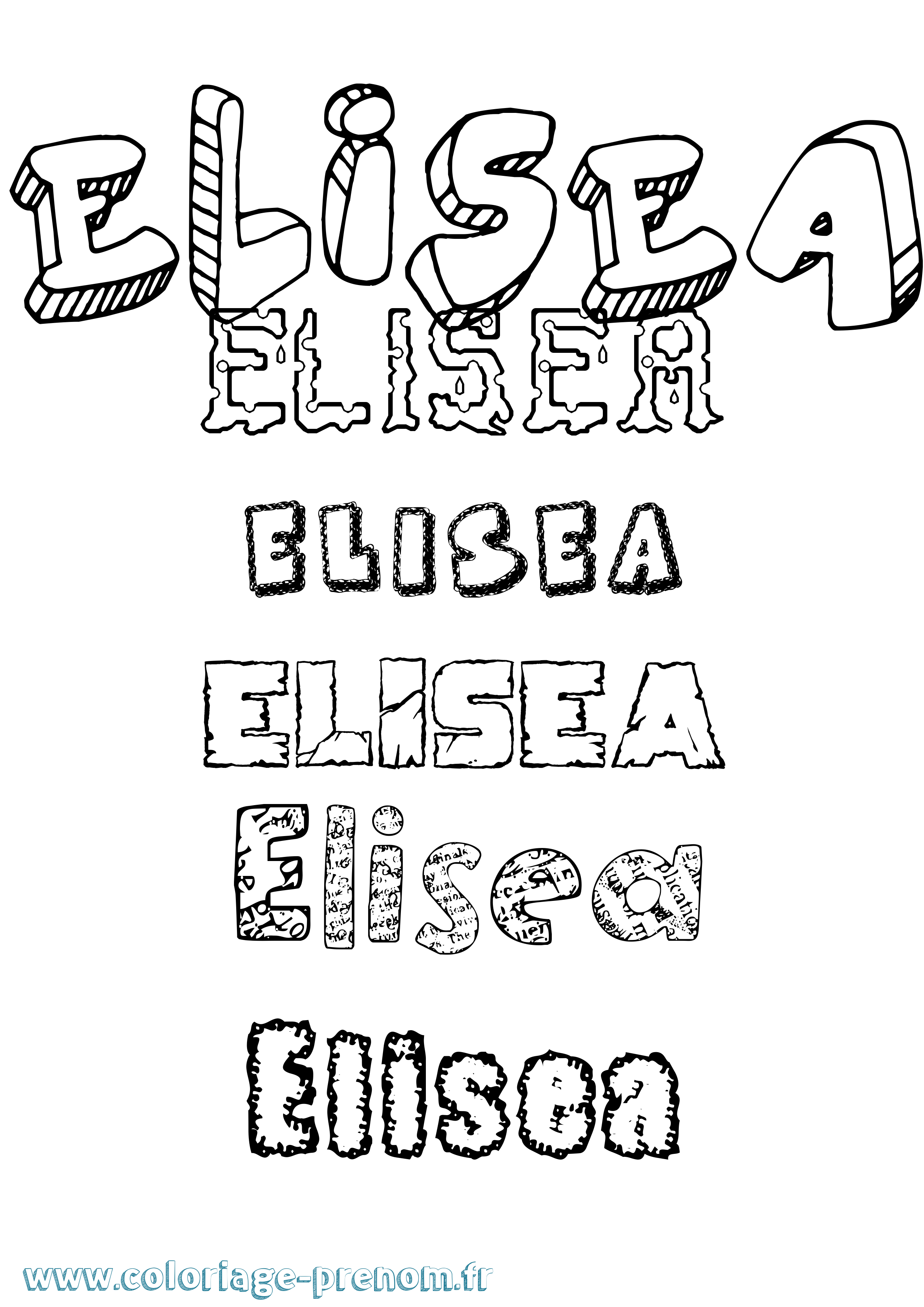 Coloriage Elisea Destructuré Coloriage prénom Elisea Destructuré