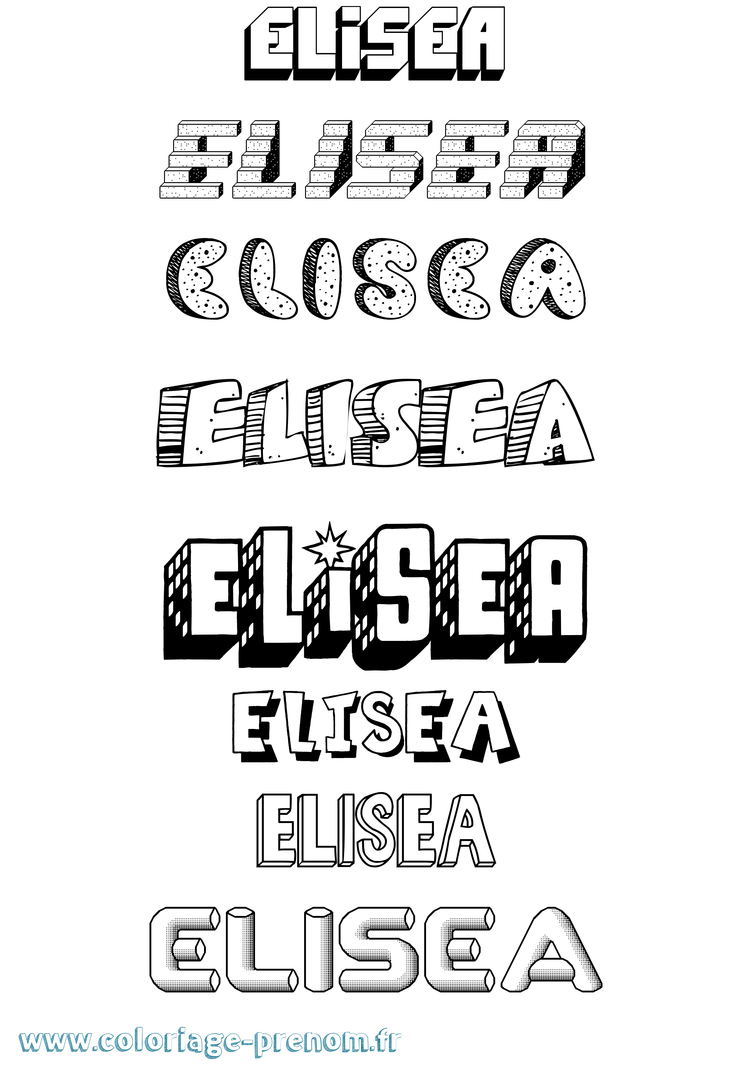 Coloriage Elisea Effet 3D Coloriage prénom Elisea Effet 3D
