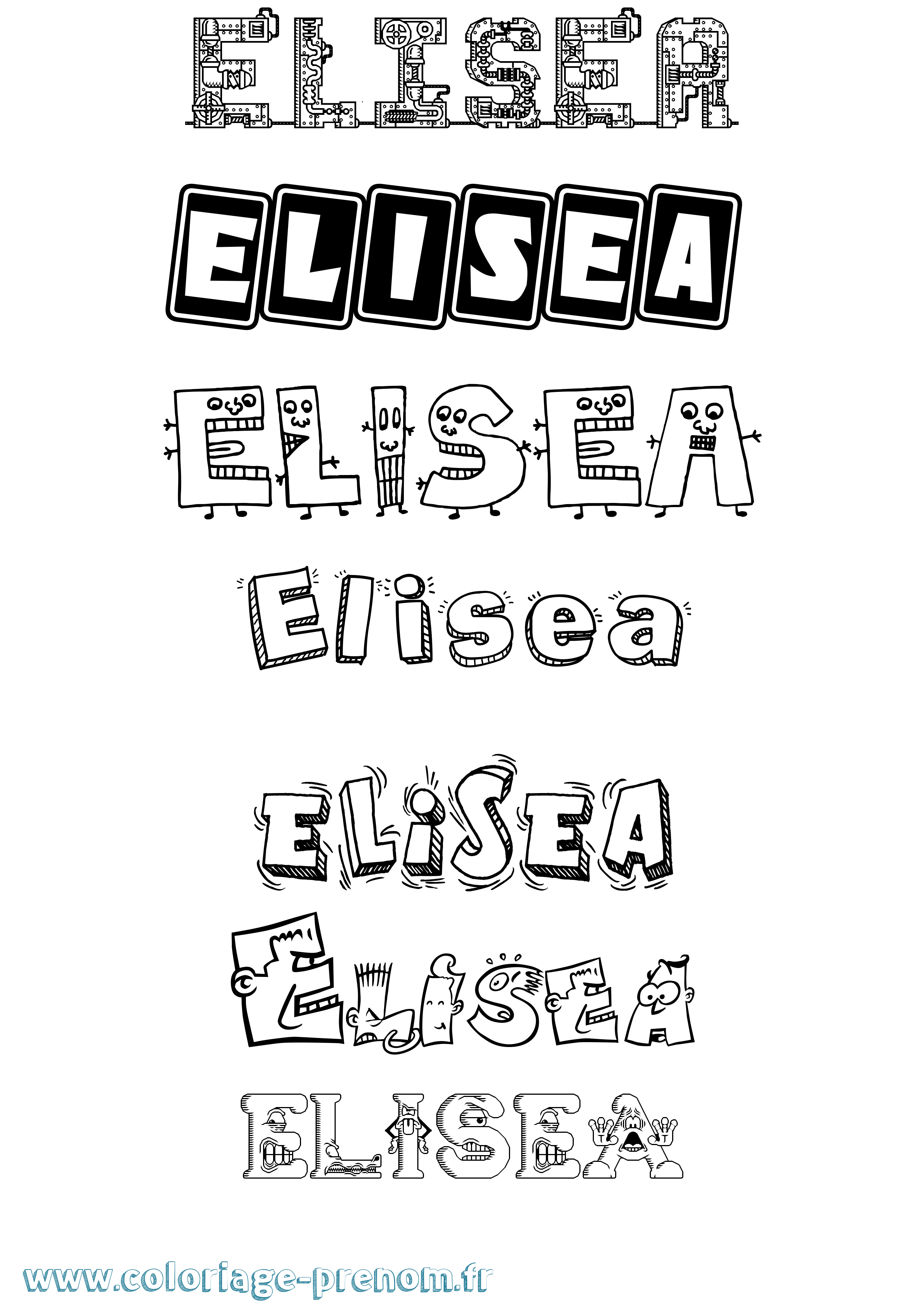 Coloriage Elisea Fun Coloriage prénom Elisea Fun
