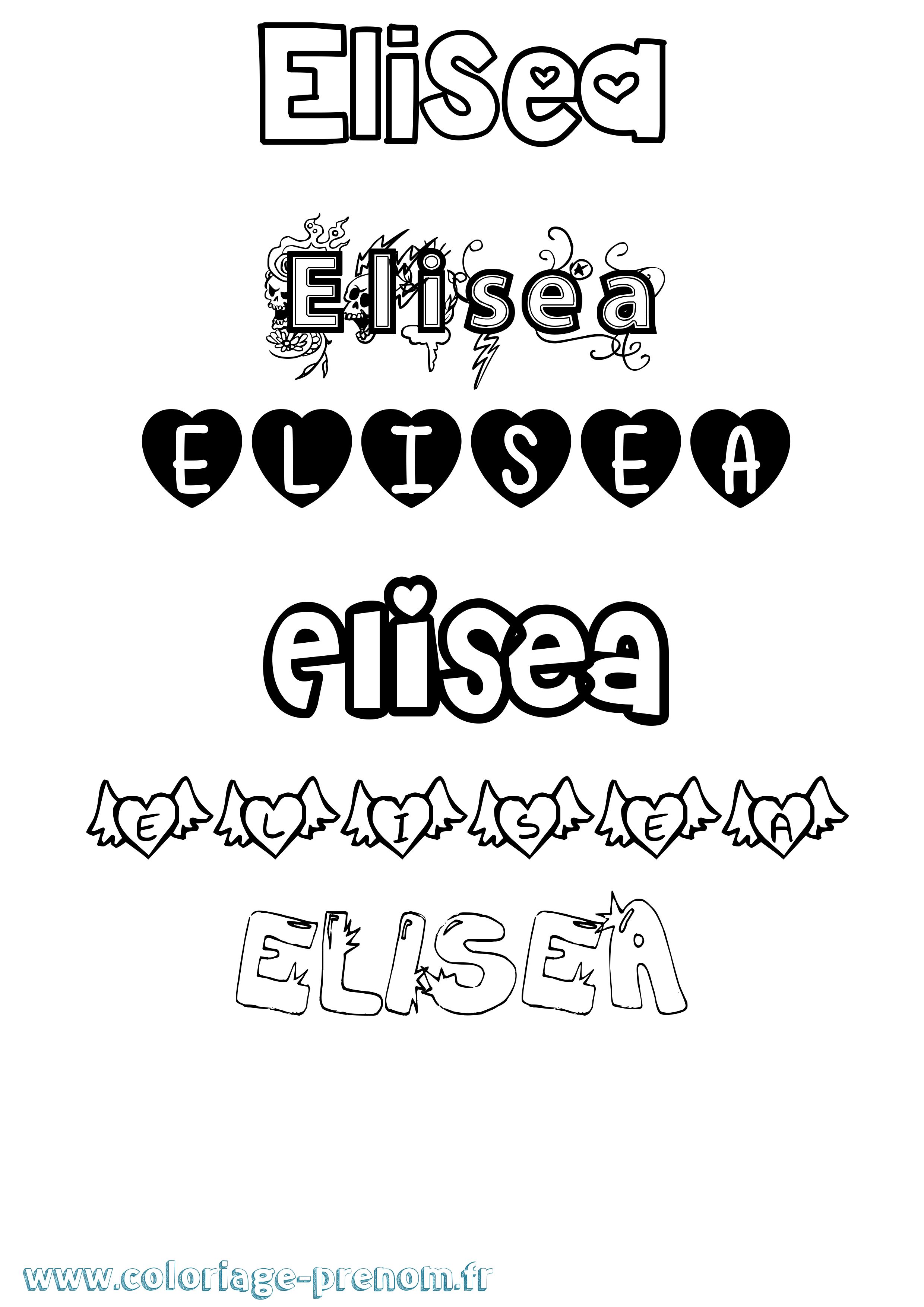 Coloriage Elisea Girly Coloriage prénom Elisea Girly