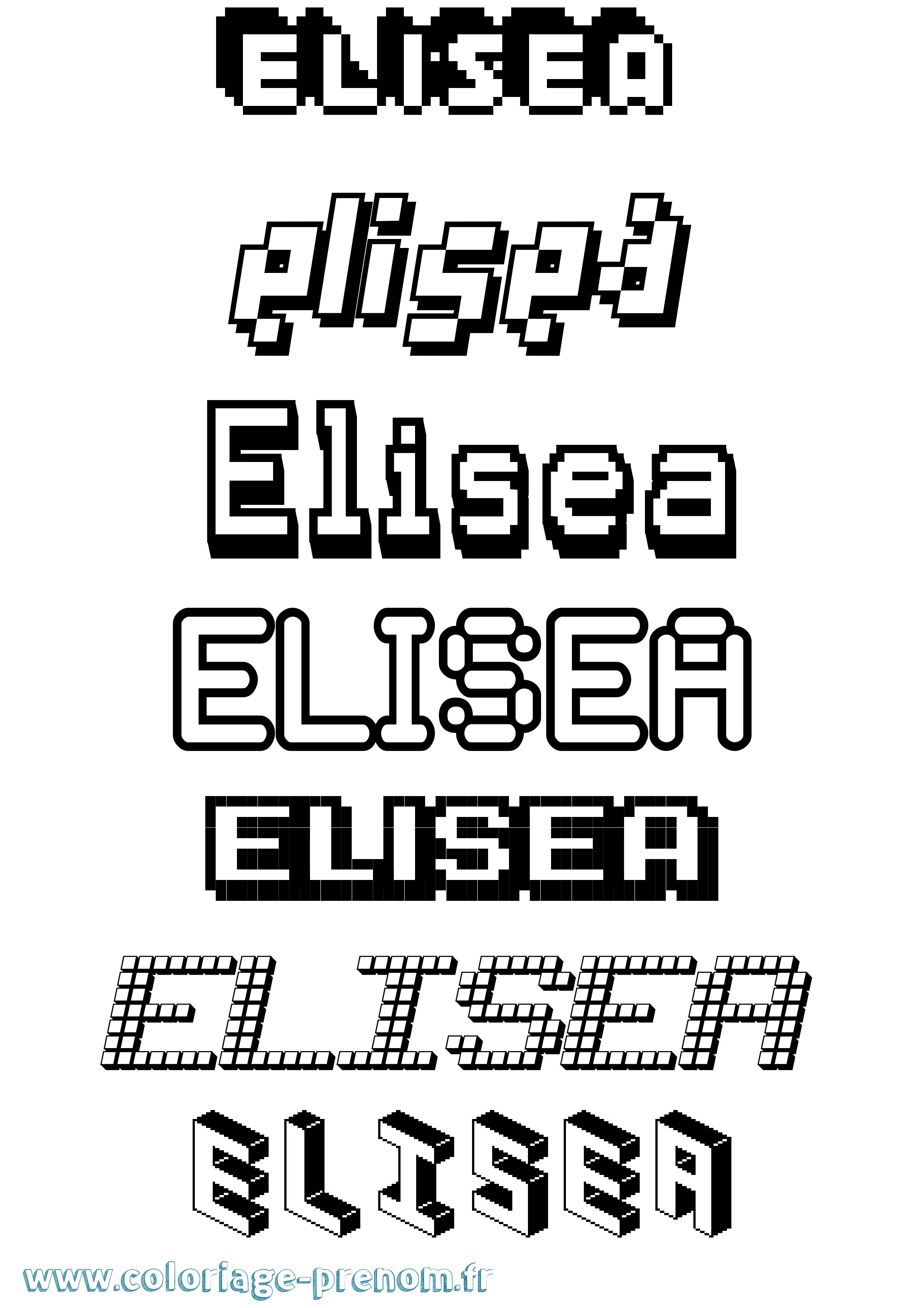 Coloriage Elisea Pixel Coloriage prénom Elisea Pixel