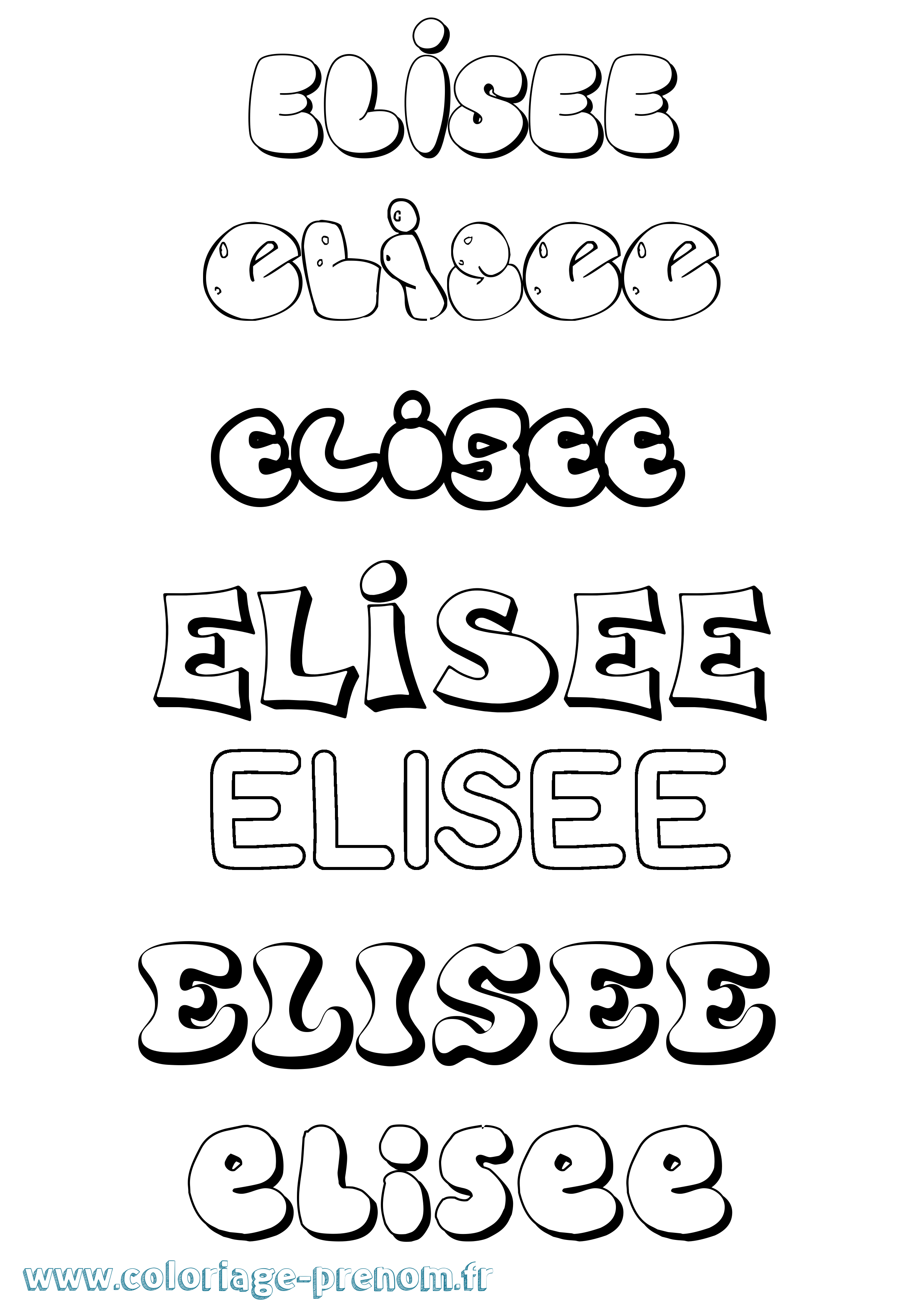 Coloriage Elisee Bubble Coloriage prénom Elisee Bubble