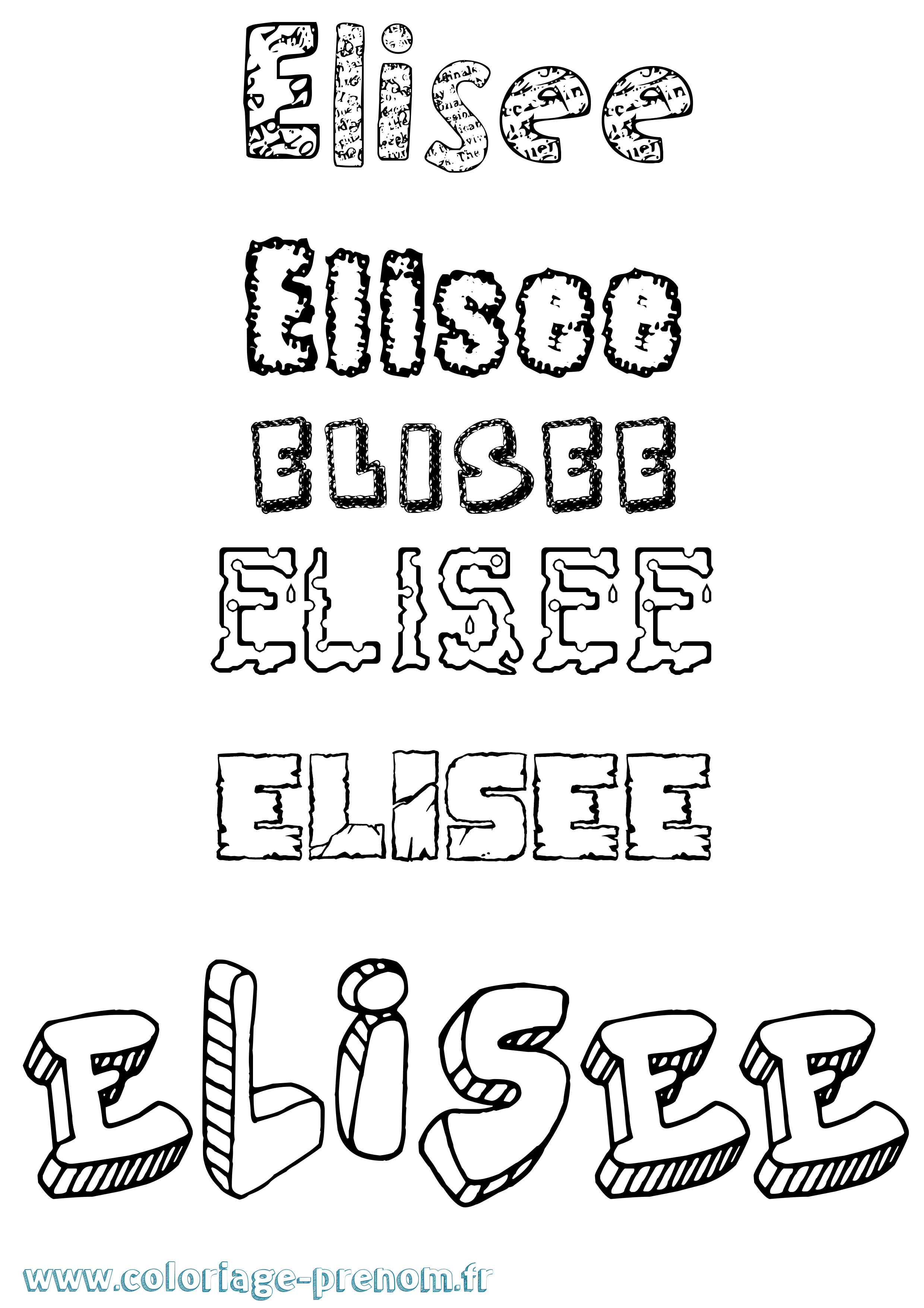 Coloriage Elisee Destructuré Coloriage prénom Elisee Destructuré