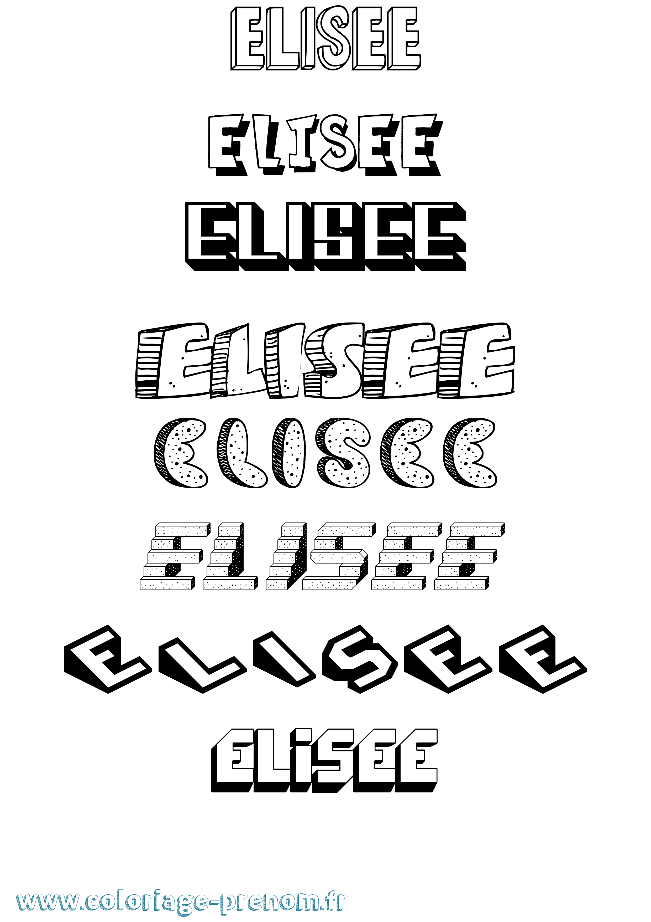 Coloriage Elisee Effet 3D Coloriage prénom Elisee Effet 3D