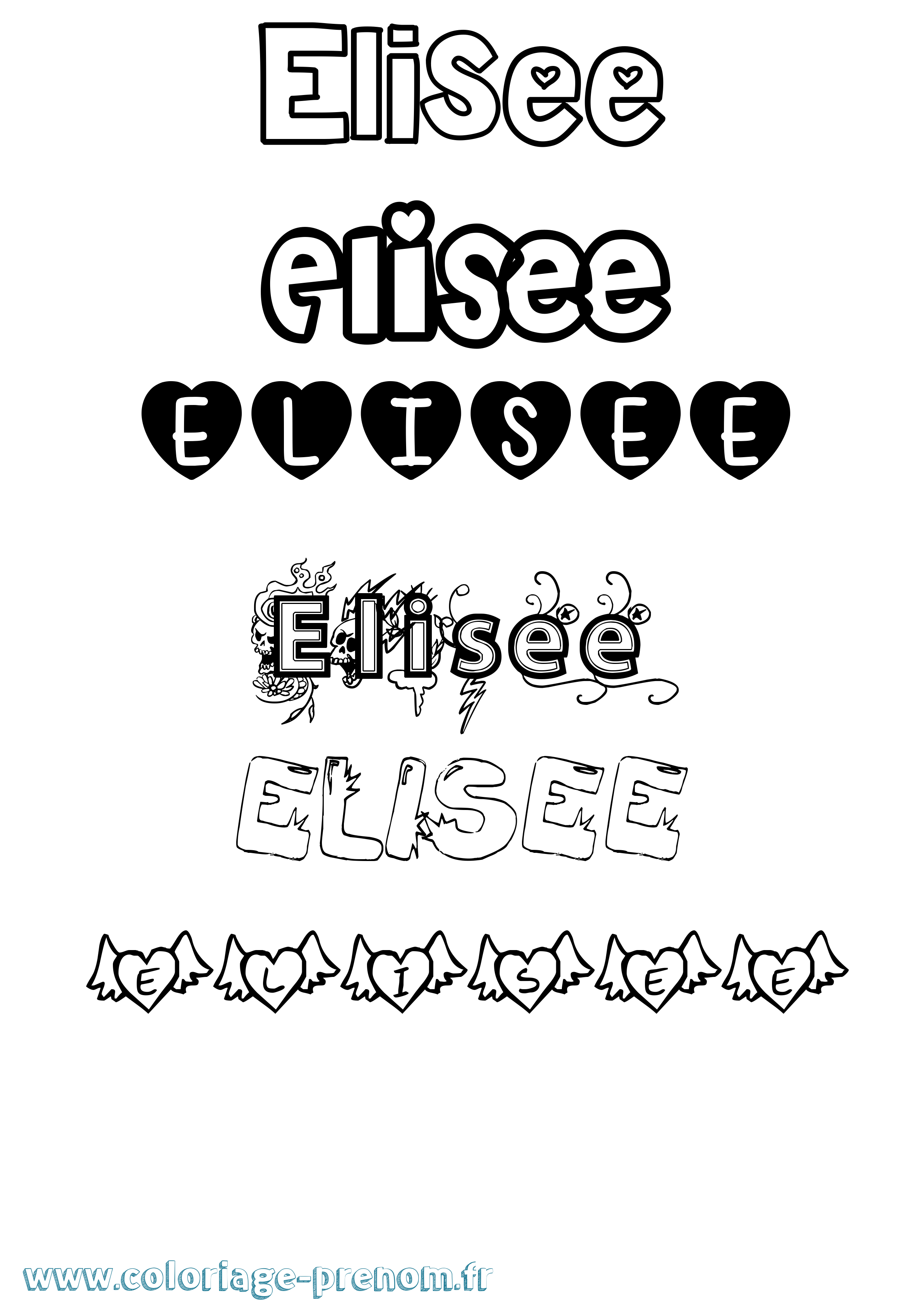 Coloriage Elisee Girly Coloriage prénom Elisee Girly