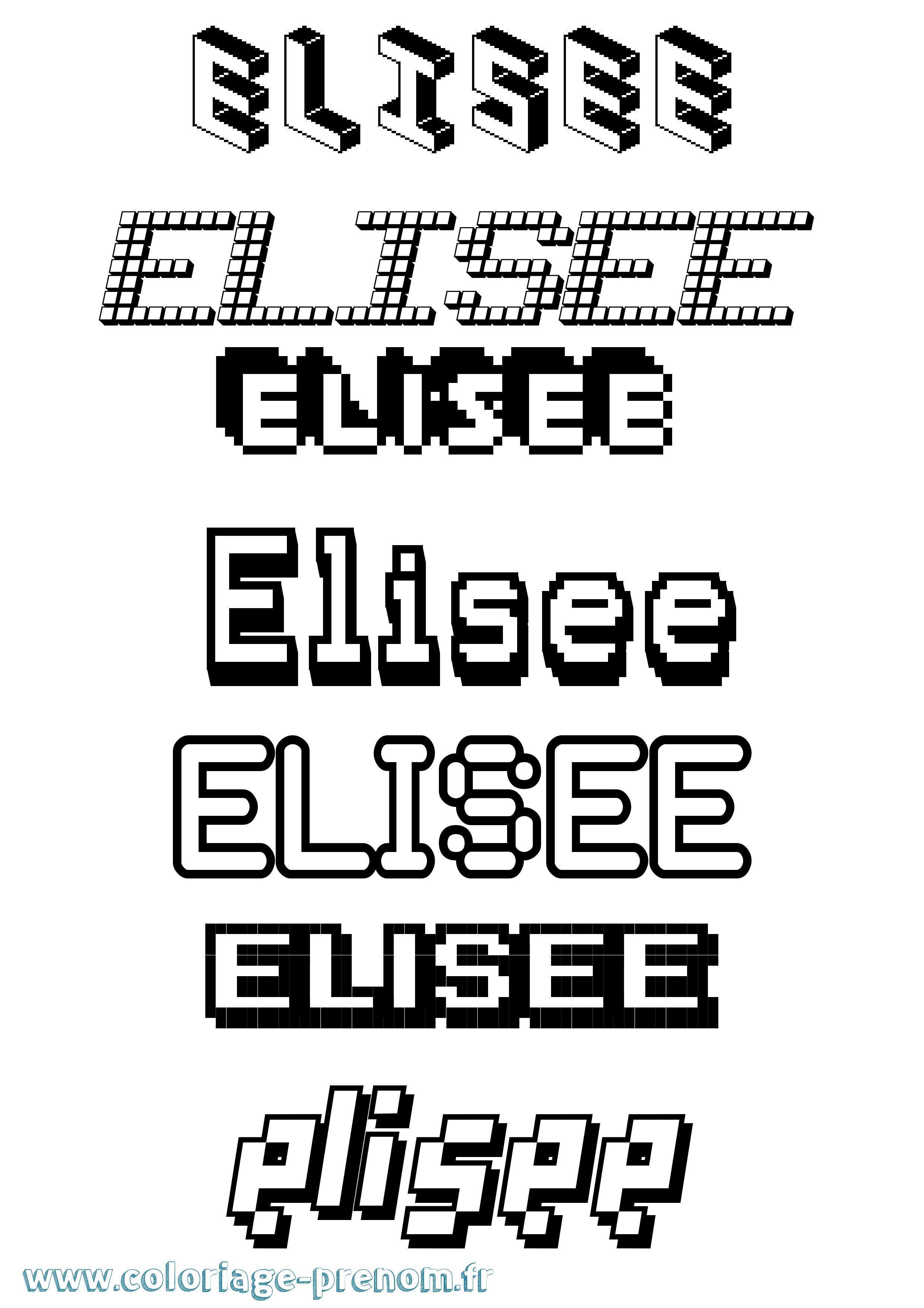 Coloriage Elisee Pixel Coloriage prénom Elisee Pixel