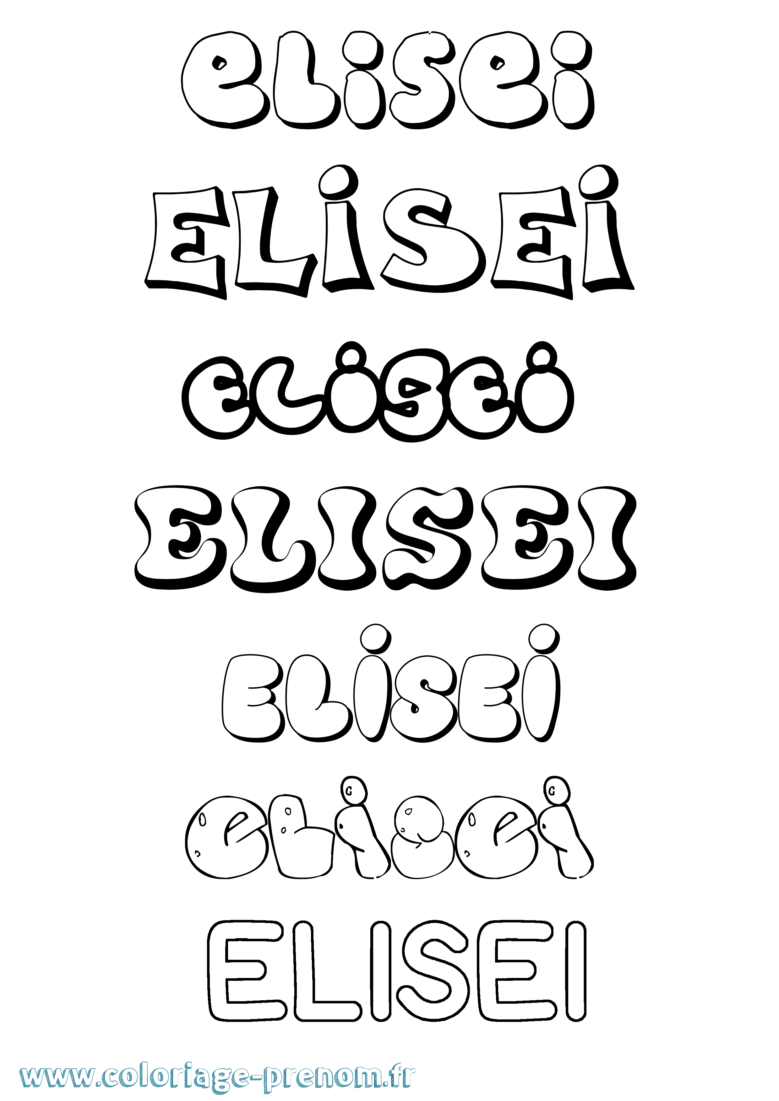 Coloriage Elisei Bubble Coloriage prénom Elisei Bubble