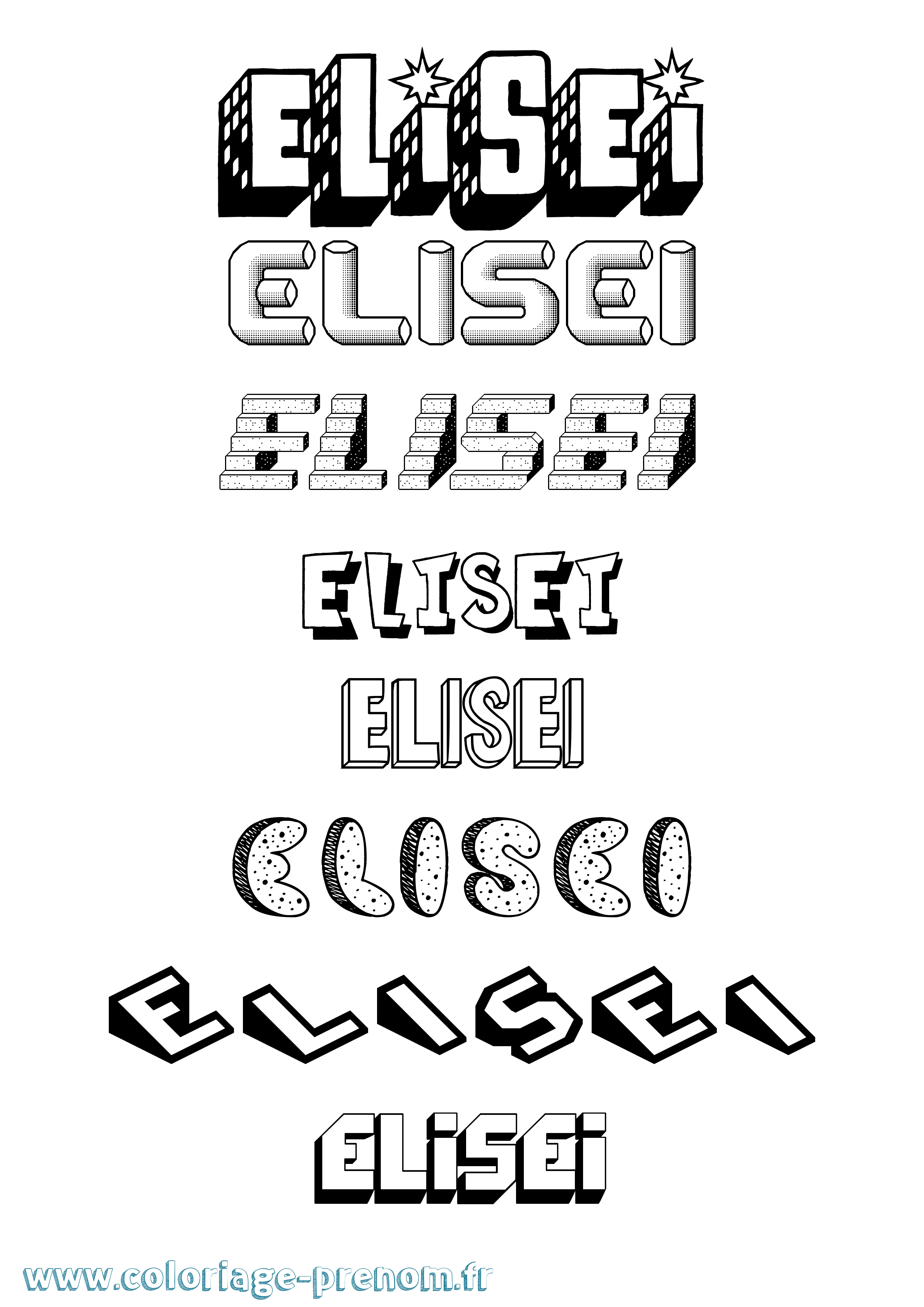 Coloriage Elisei Effet 3D Coloriage prénom Elisei Effet 3D