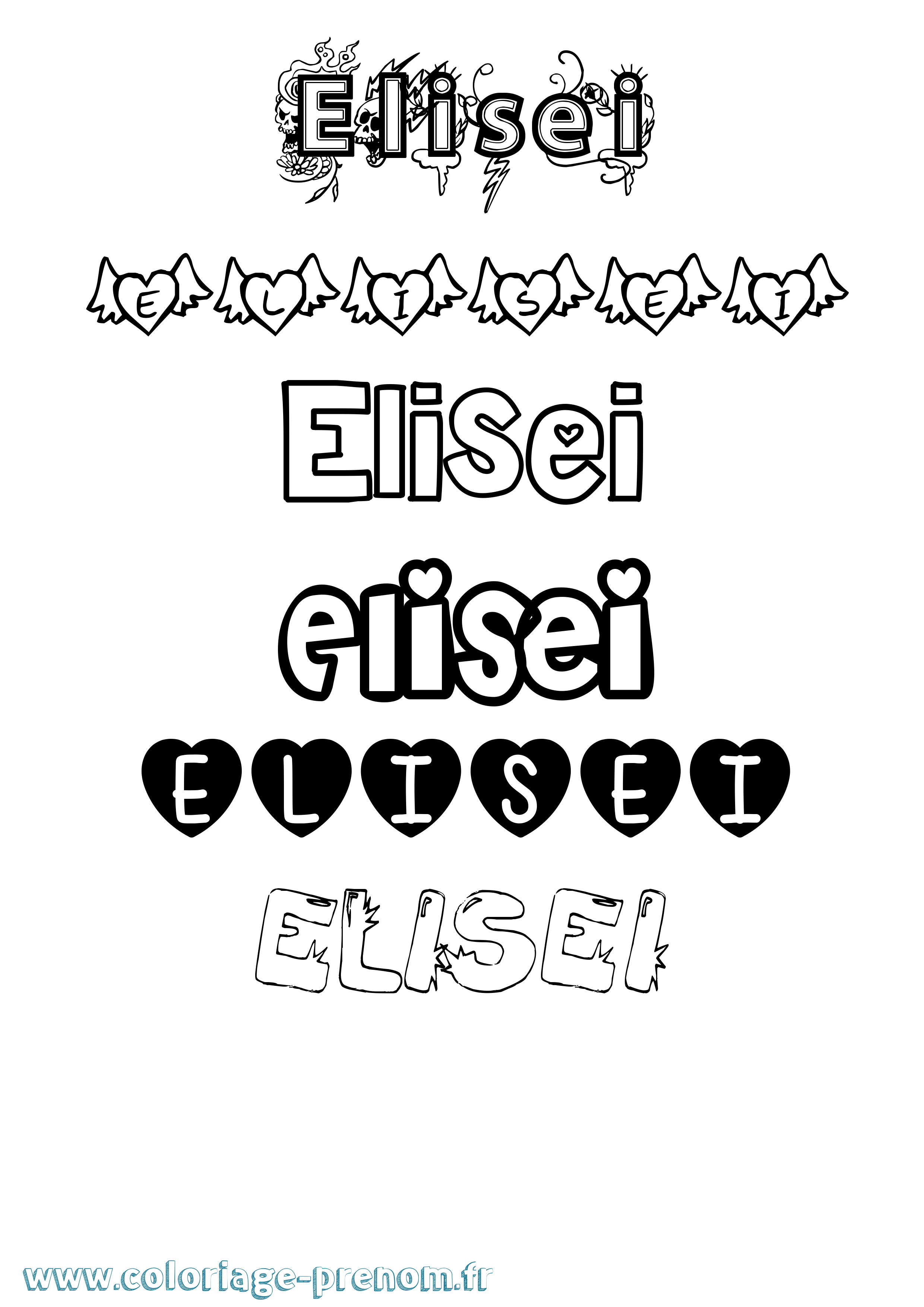 Coloriage Elisei Girly Coloriage prénom Elisei Girly