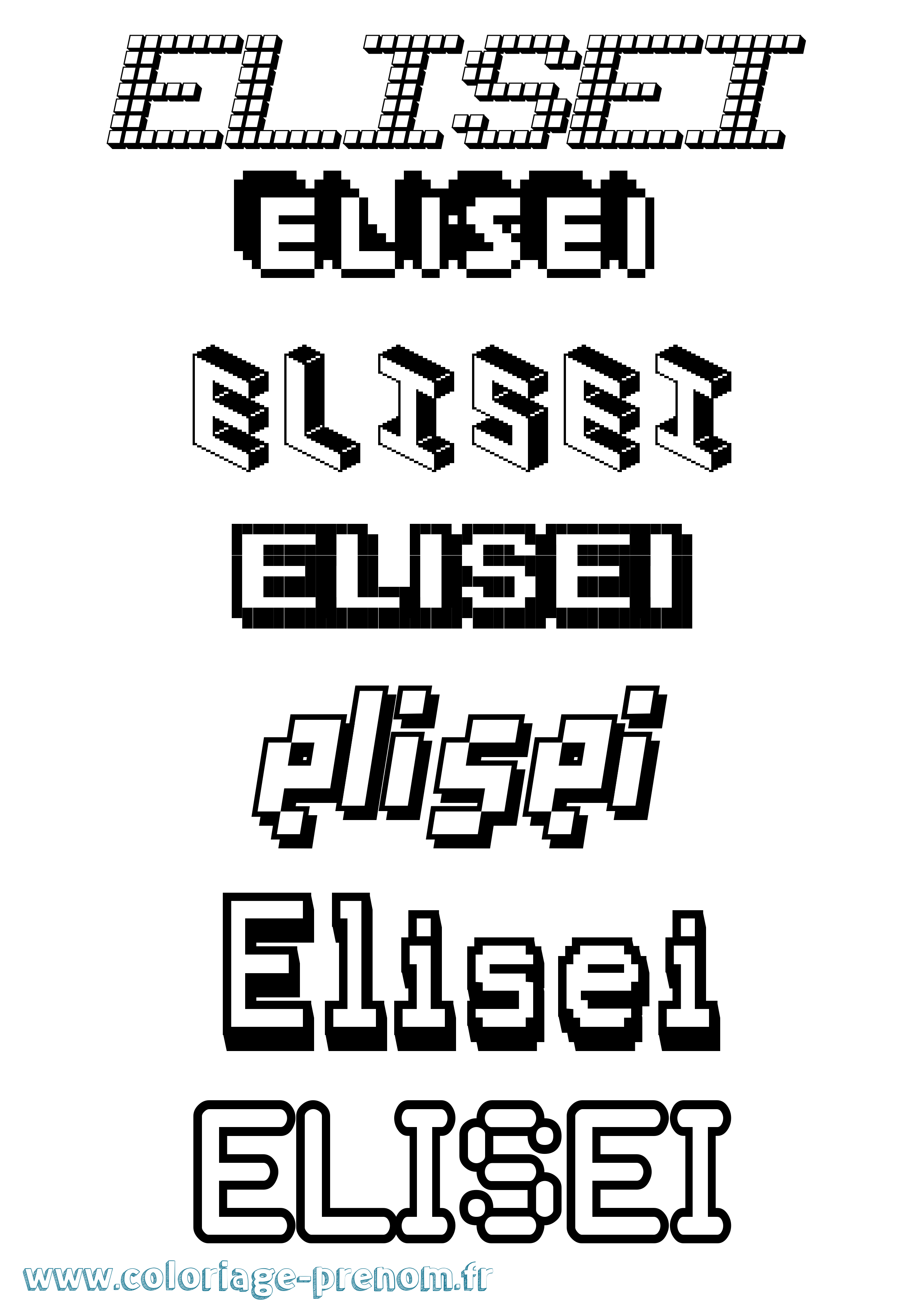 Coloriage Elisei Pixel Coloriage prénom Elisei Pixel