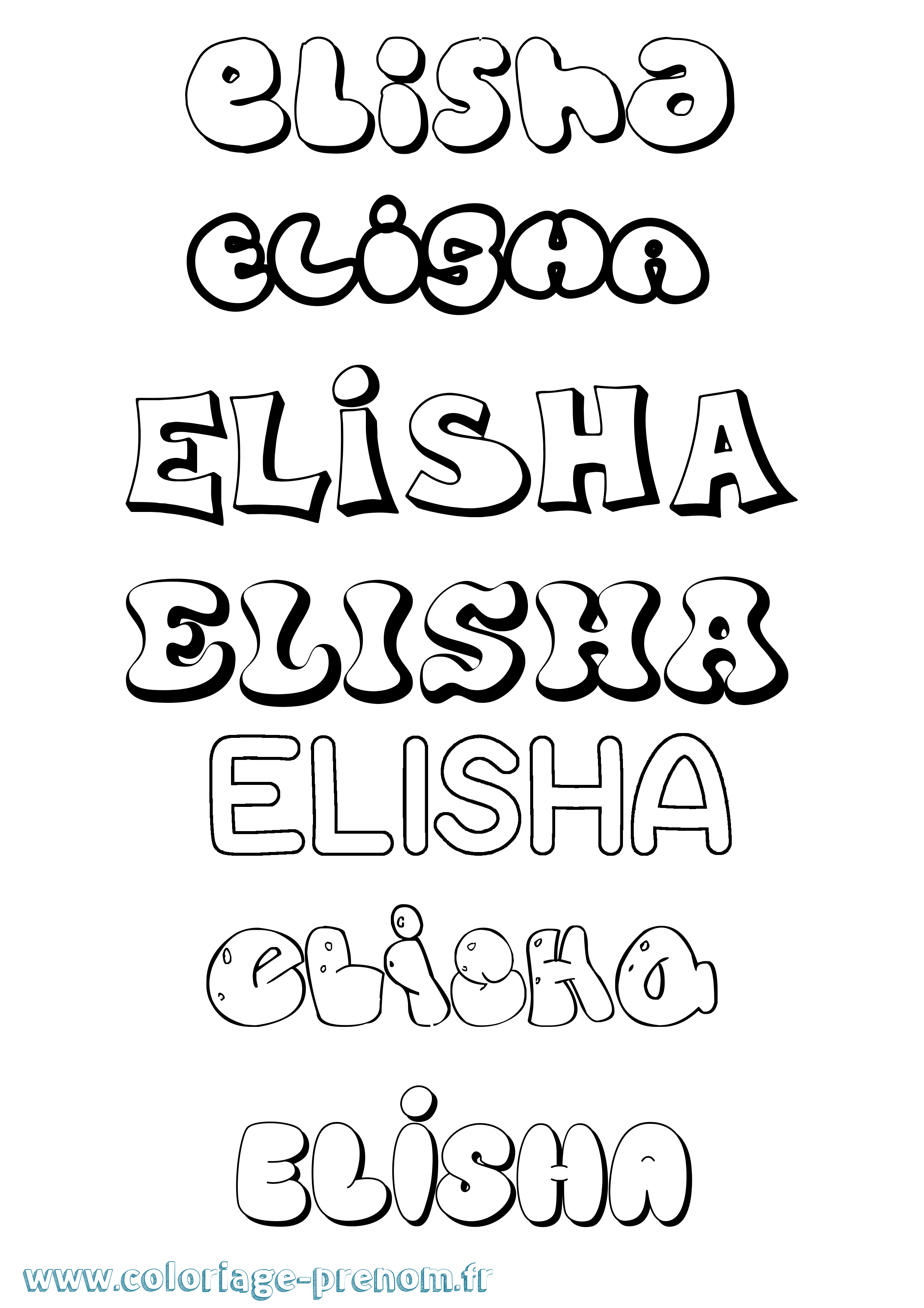 Coloriage Elisha Bubble Coloriage prénom Elisha Bubble