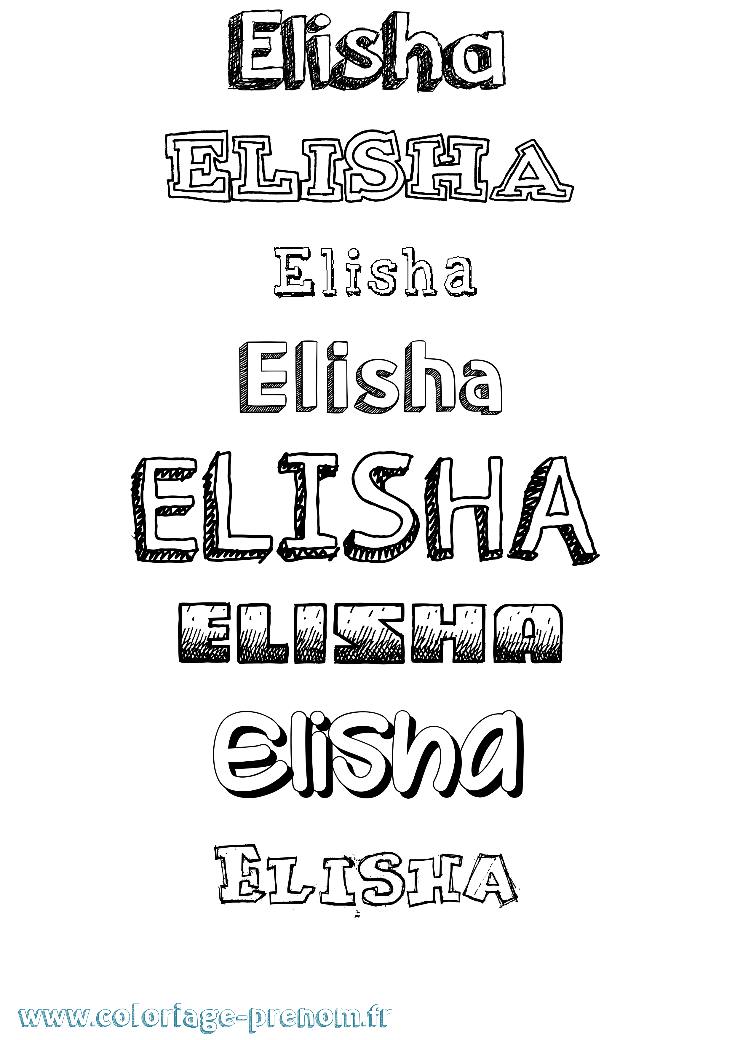 Coloriage Elisha Dessiné Coloriage prénom Elisha Dessiné