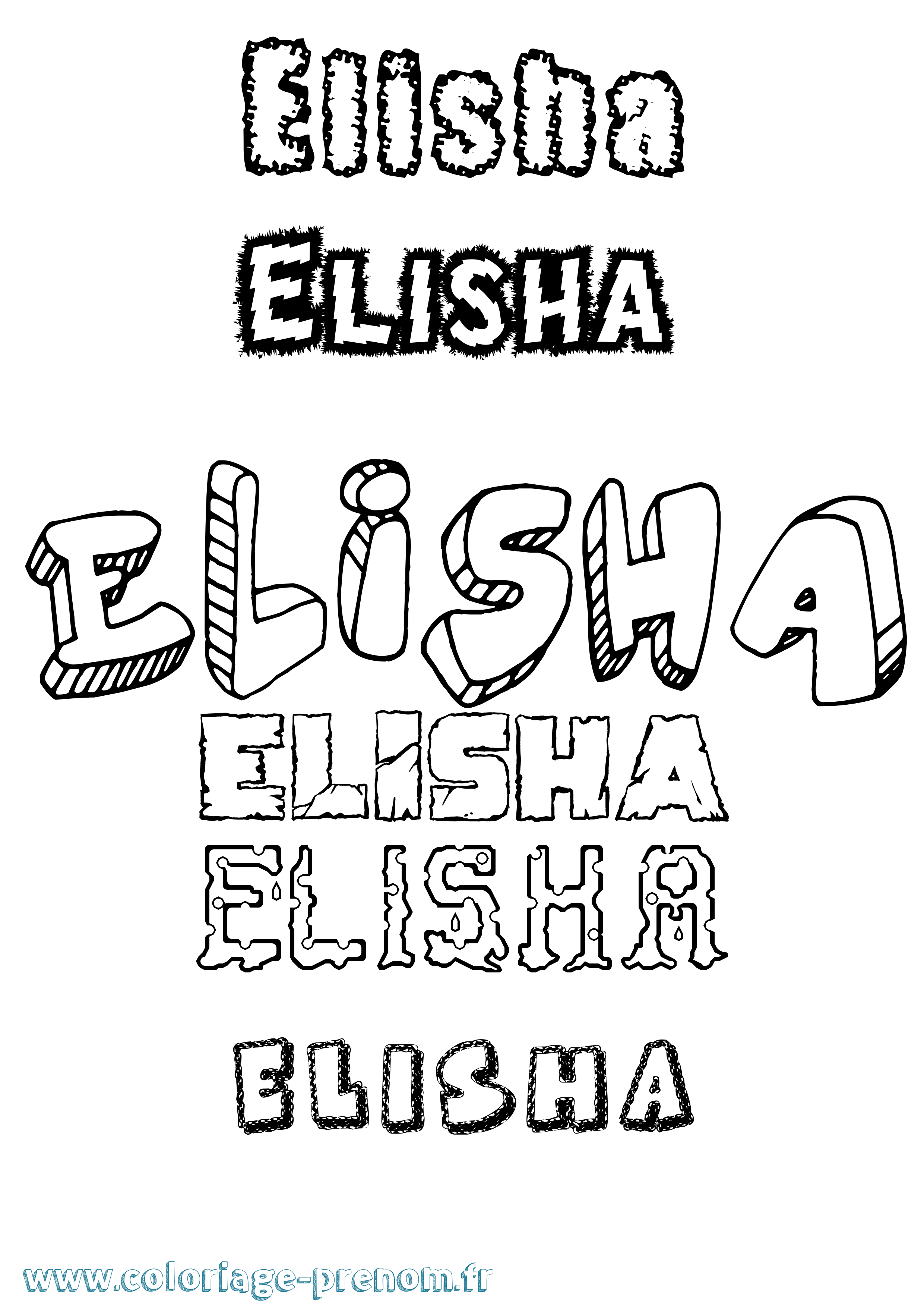 Coloriage Elisha Destructuré Coloriage prénom Elisha Destructuré