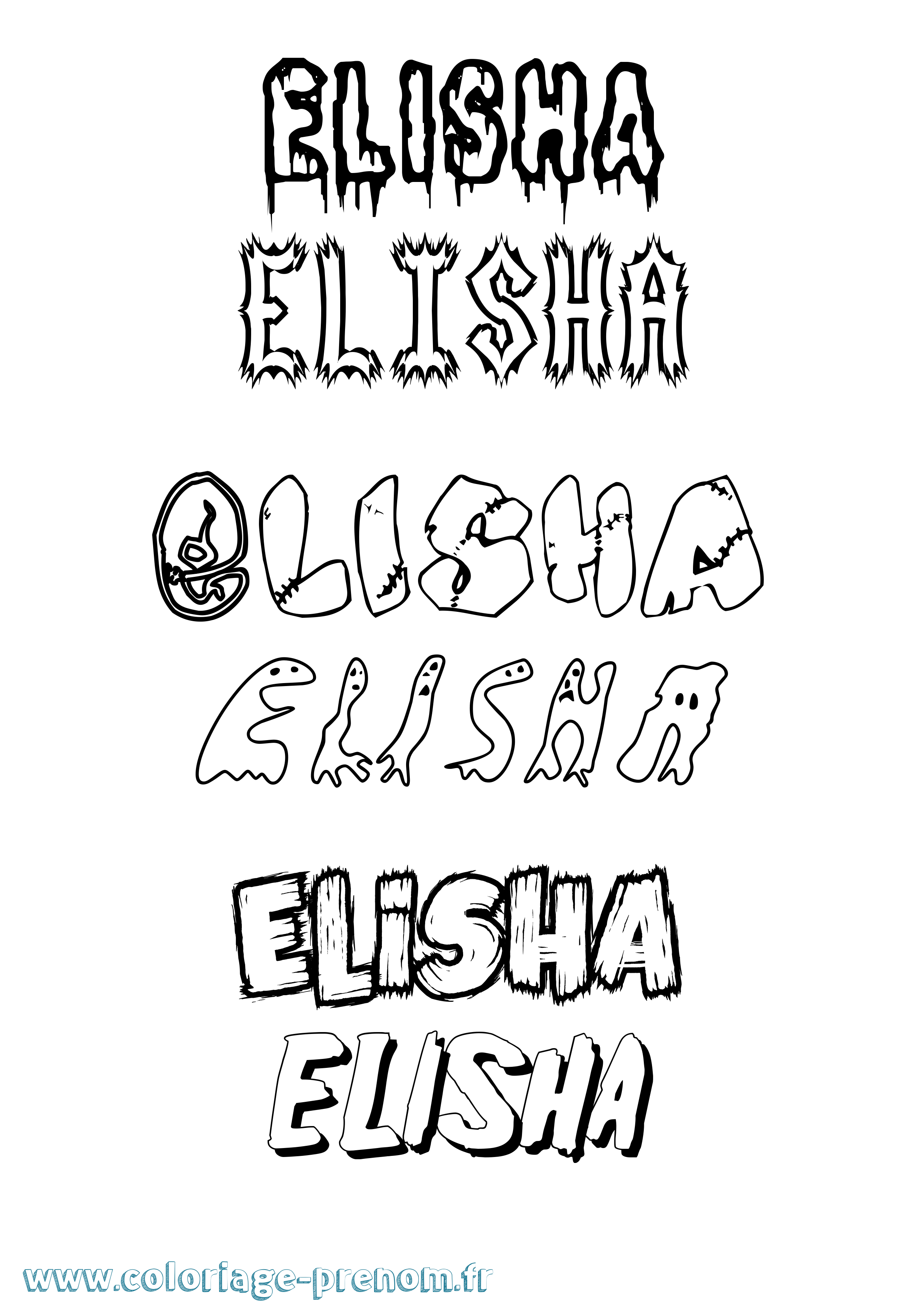 Coloriage Elisha Frisson Coloriage prénom Elisha Frisson