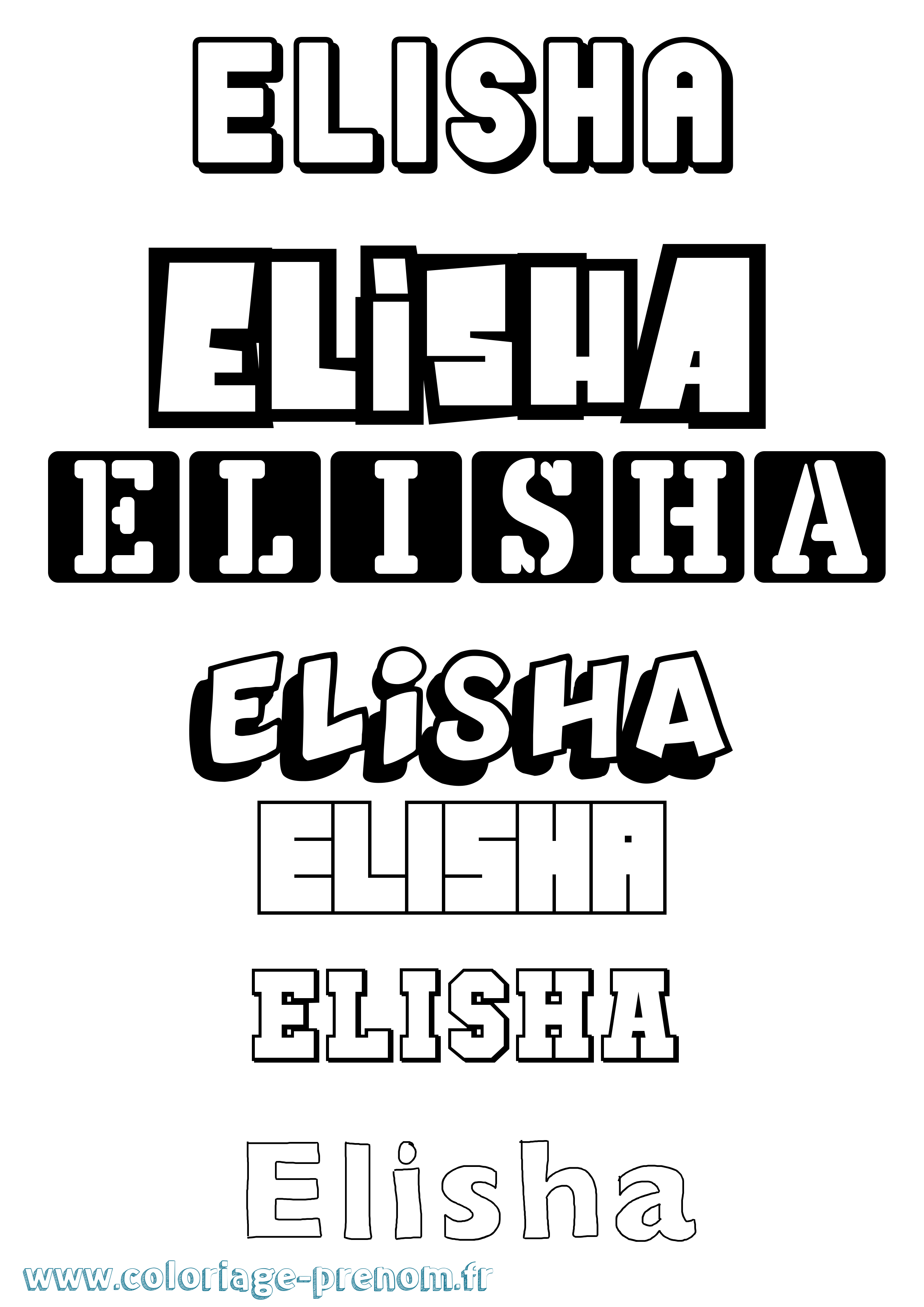 Coloriage Elisha Simple Coloriage prénom Elisha Simple