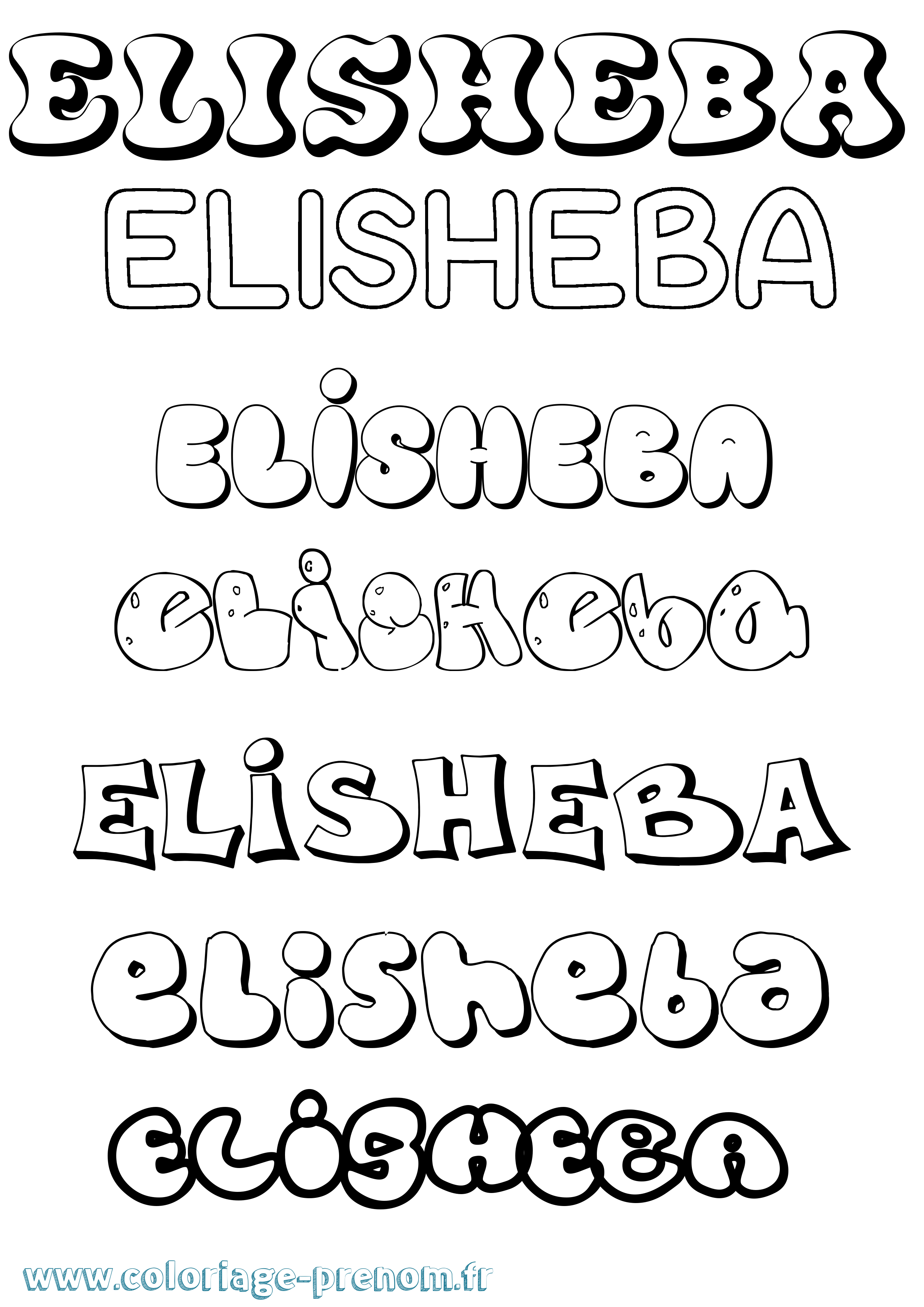 Coloriage Elisheba Bubble Coloriage prénom Elisheba Bubble