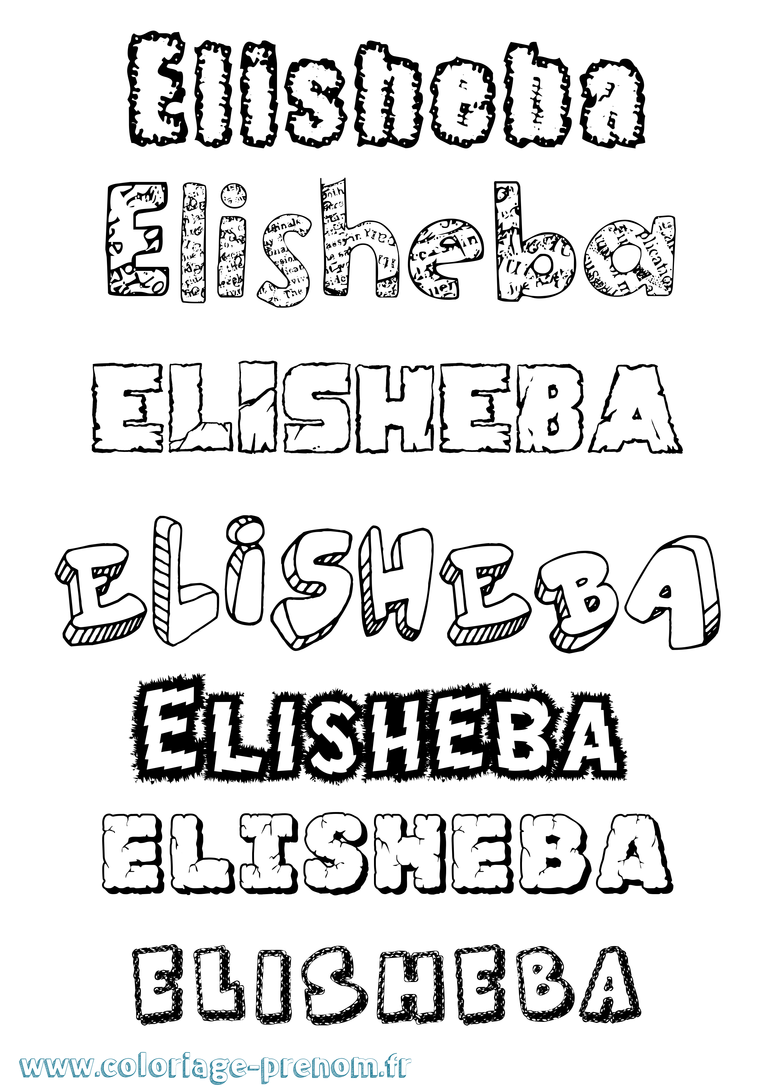 Coloriage Elisheba Destructuré Coloriage prénom Elisheba Destructuré