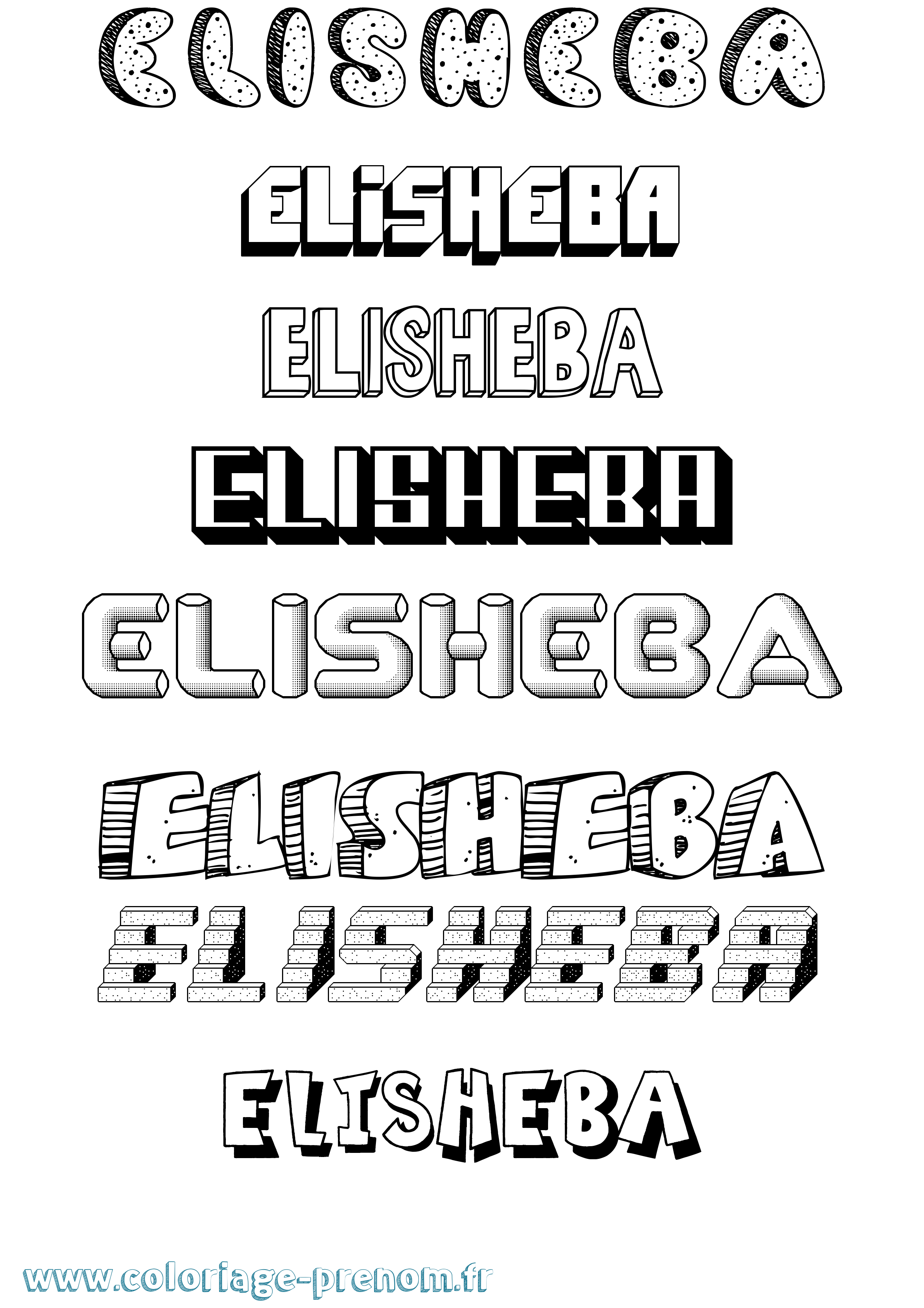 Coloriage Elisheba Effet 3D Coloriage prénom Elisheba Effet 3D