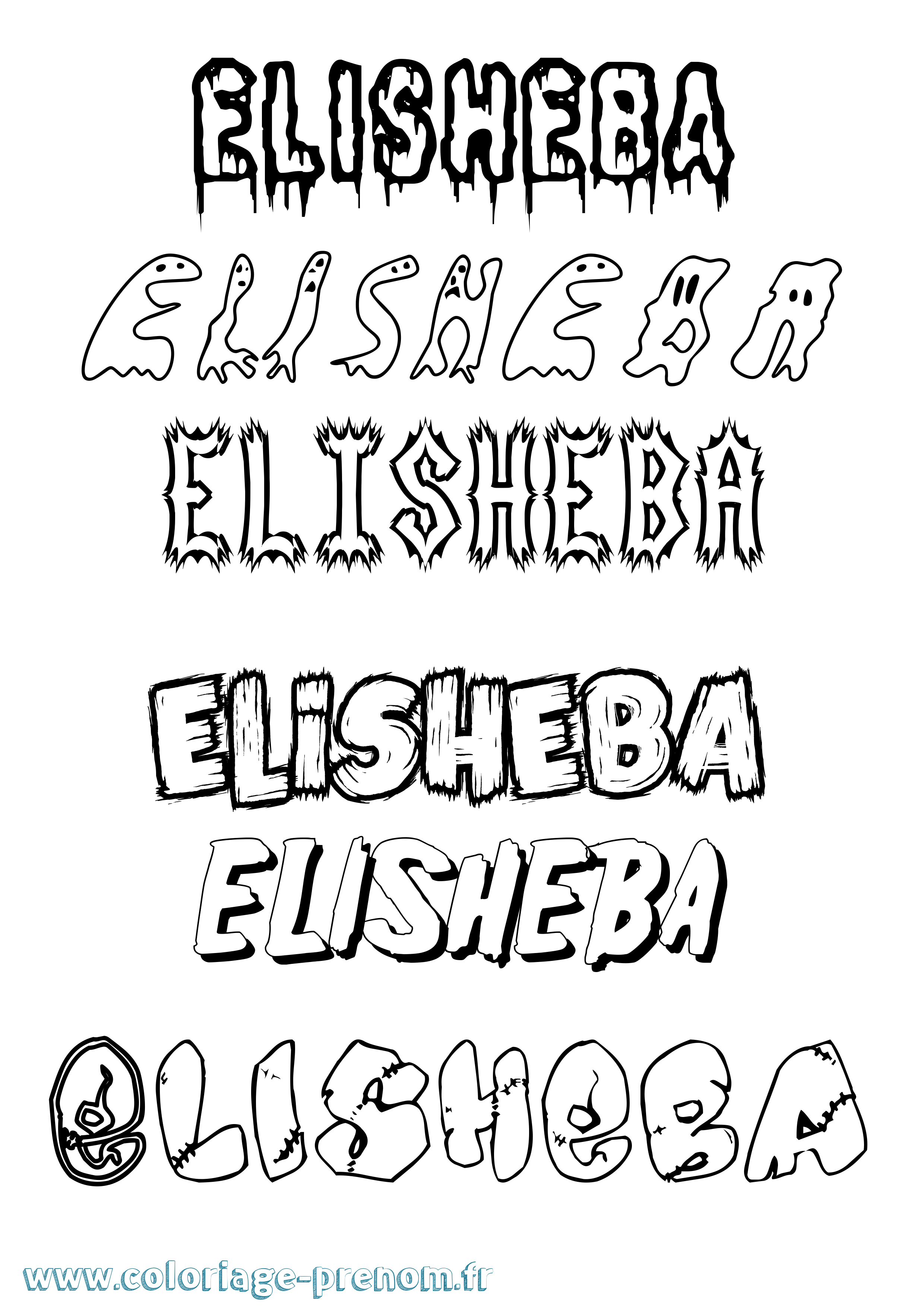 Coloriage Elisheba Frisson Coloriage prénom Elisheba Frisson
