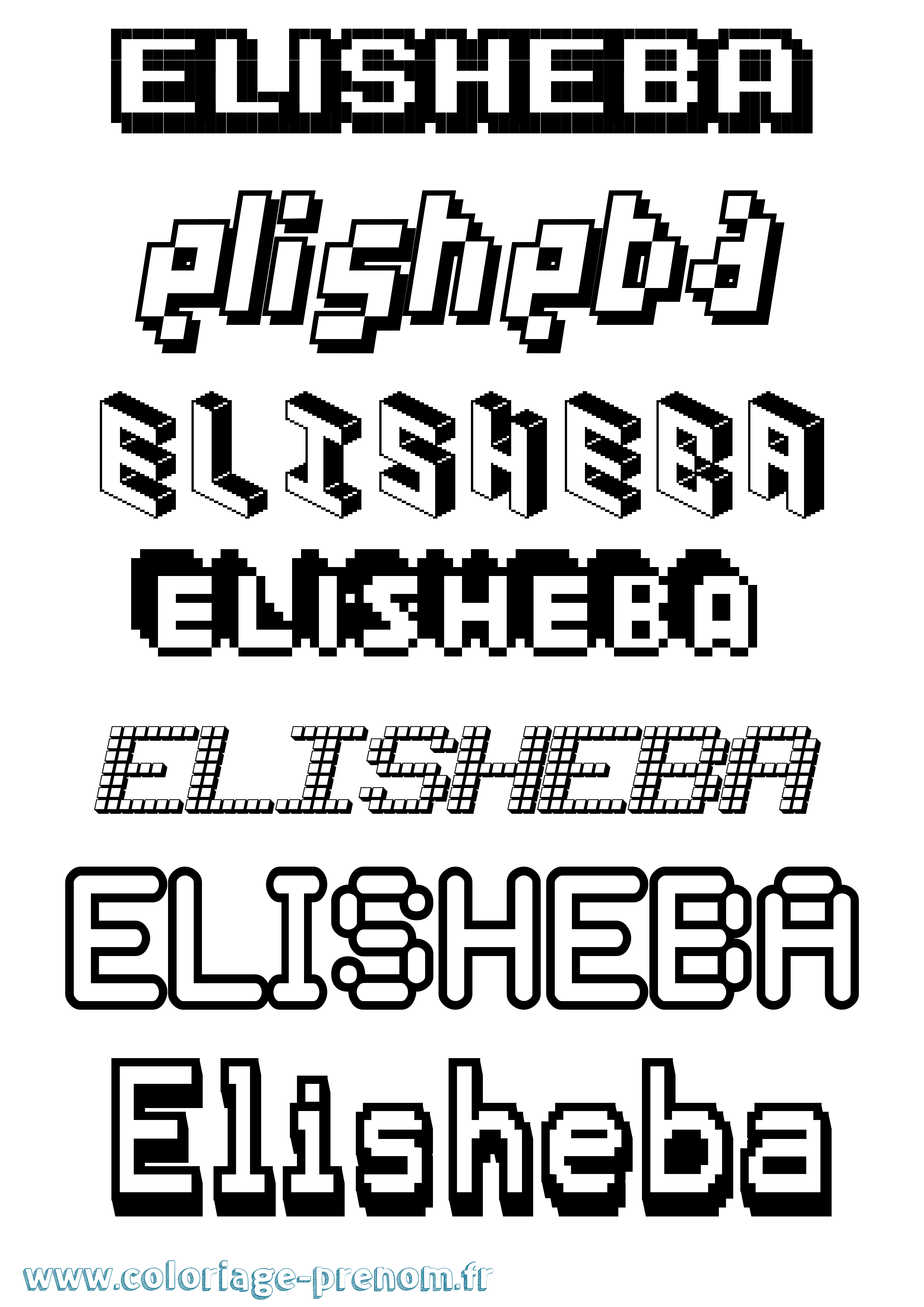 Coloriage Elisheba Pixel Coloriage prénom Elisheba Pixel