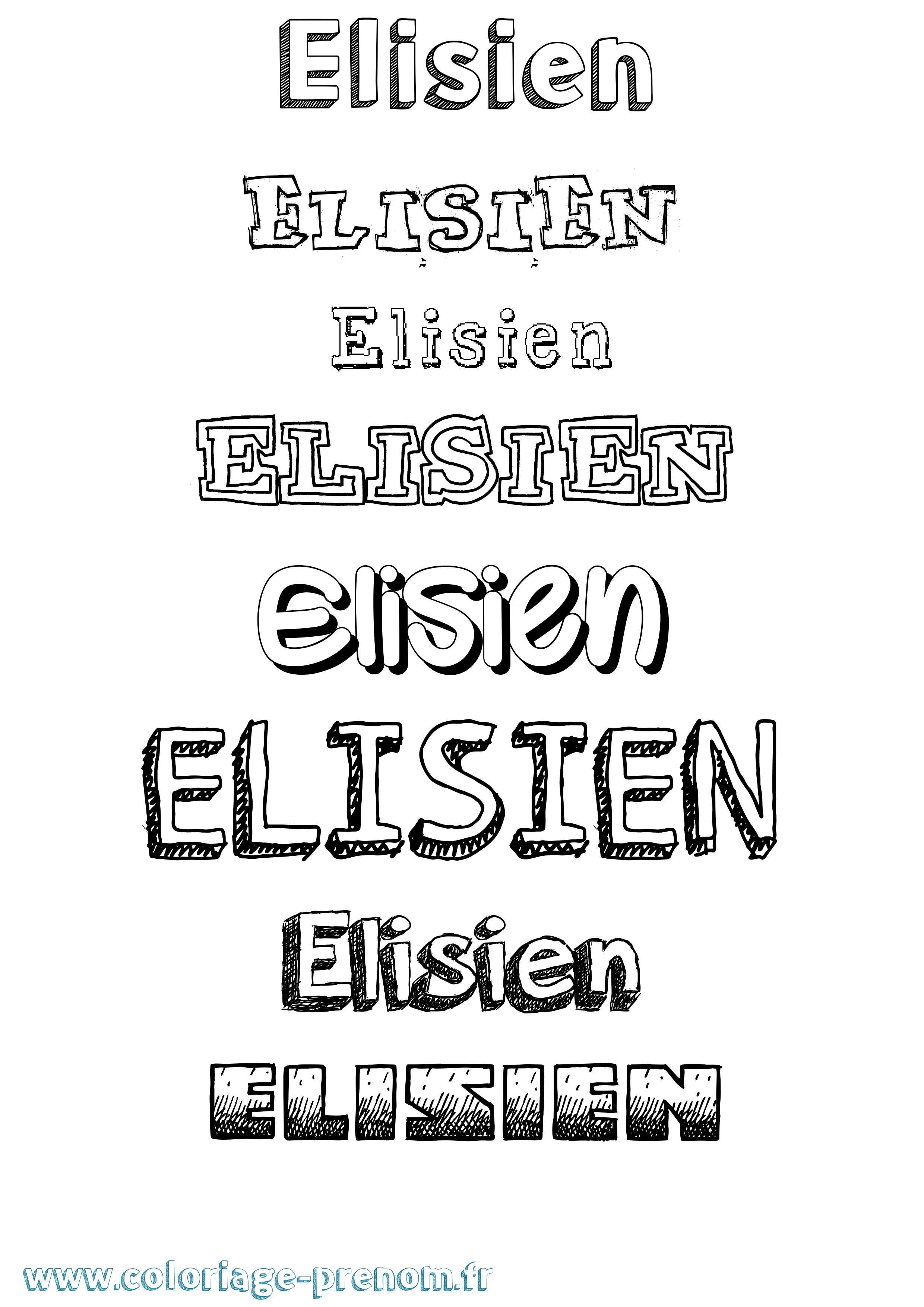 Coloriage Elisien Dessiné Coloriage prénom Elisien Dessiné