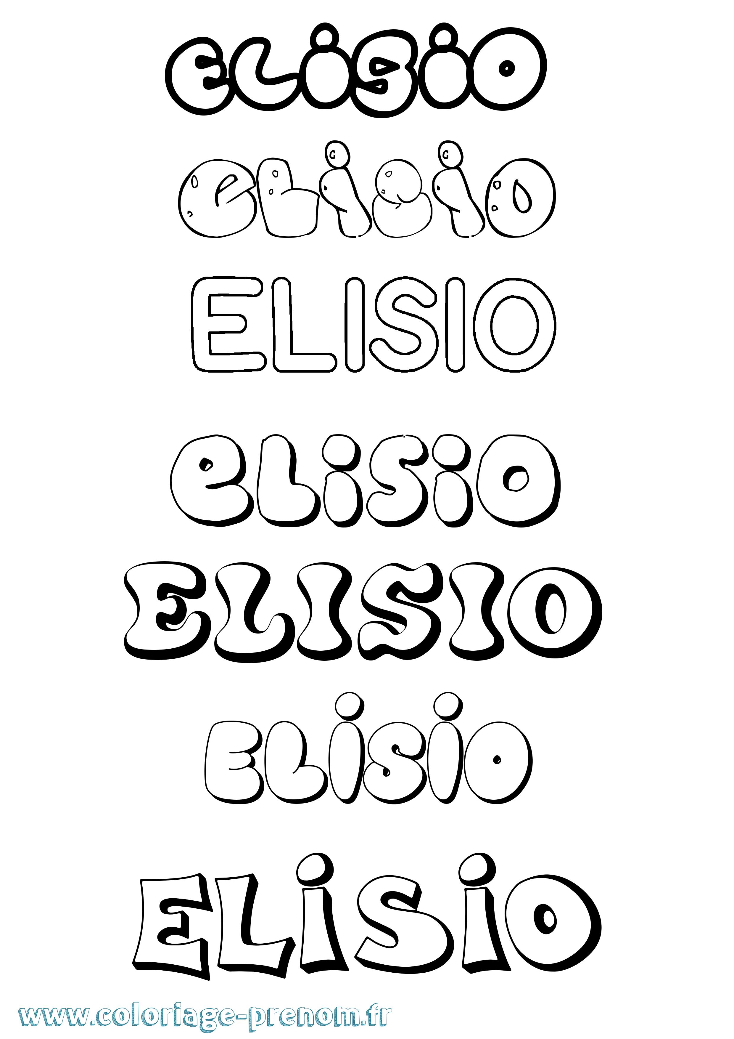 Coloriage Elisio Bubble Coloriage prénom Elisio Bubble