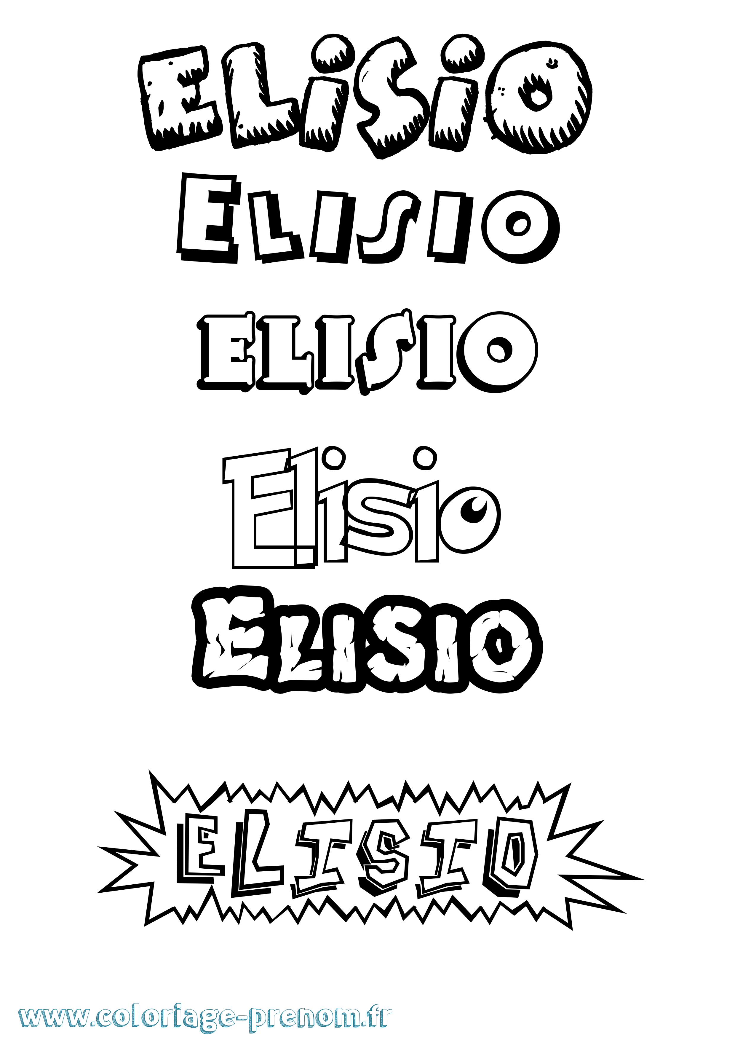 Coloriage Elisio Dessin Animé Coloriage prénom Elisio Dessin Animé