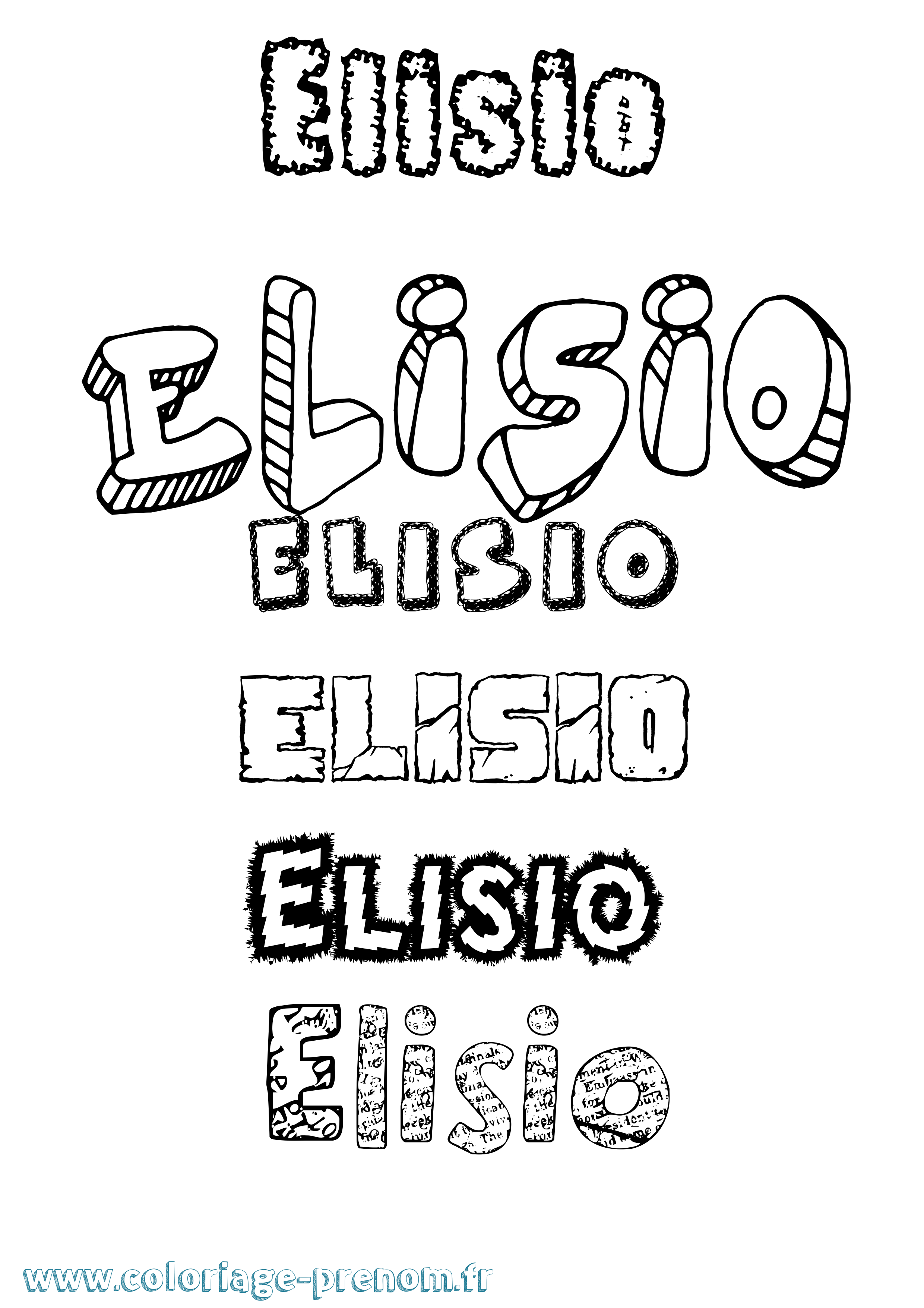 Coloriage Elisio Destructuré Coloriage prénom Elisio Destructuré