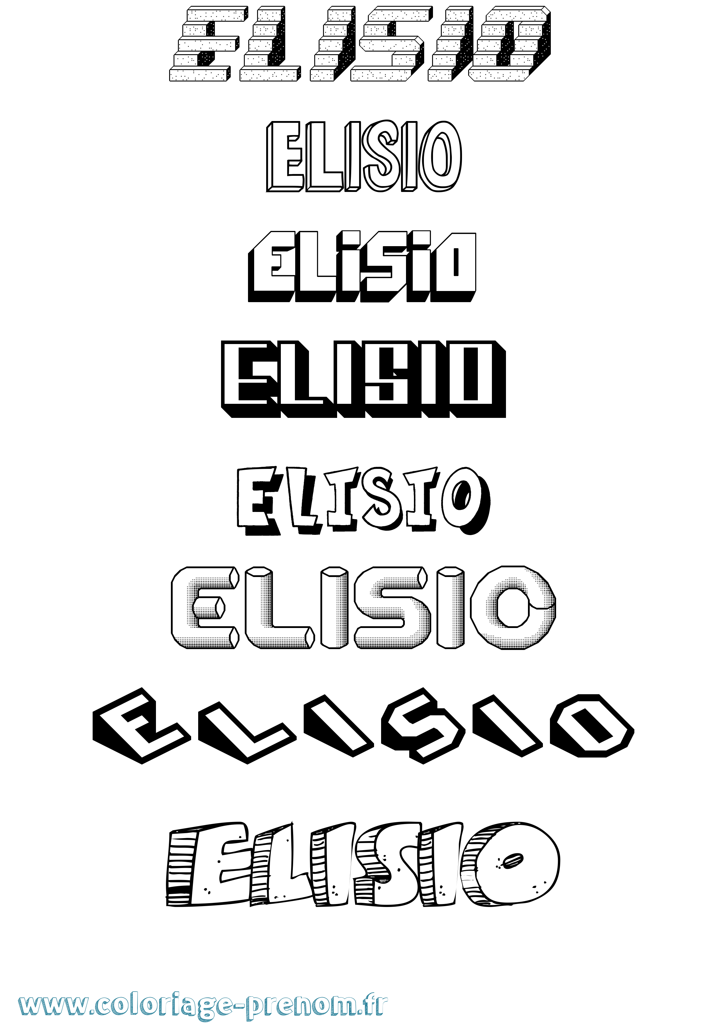 Coloriage Elisio Effet 3D Coloriage prénom Elisio Effet 3D
