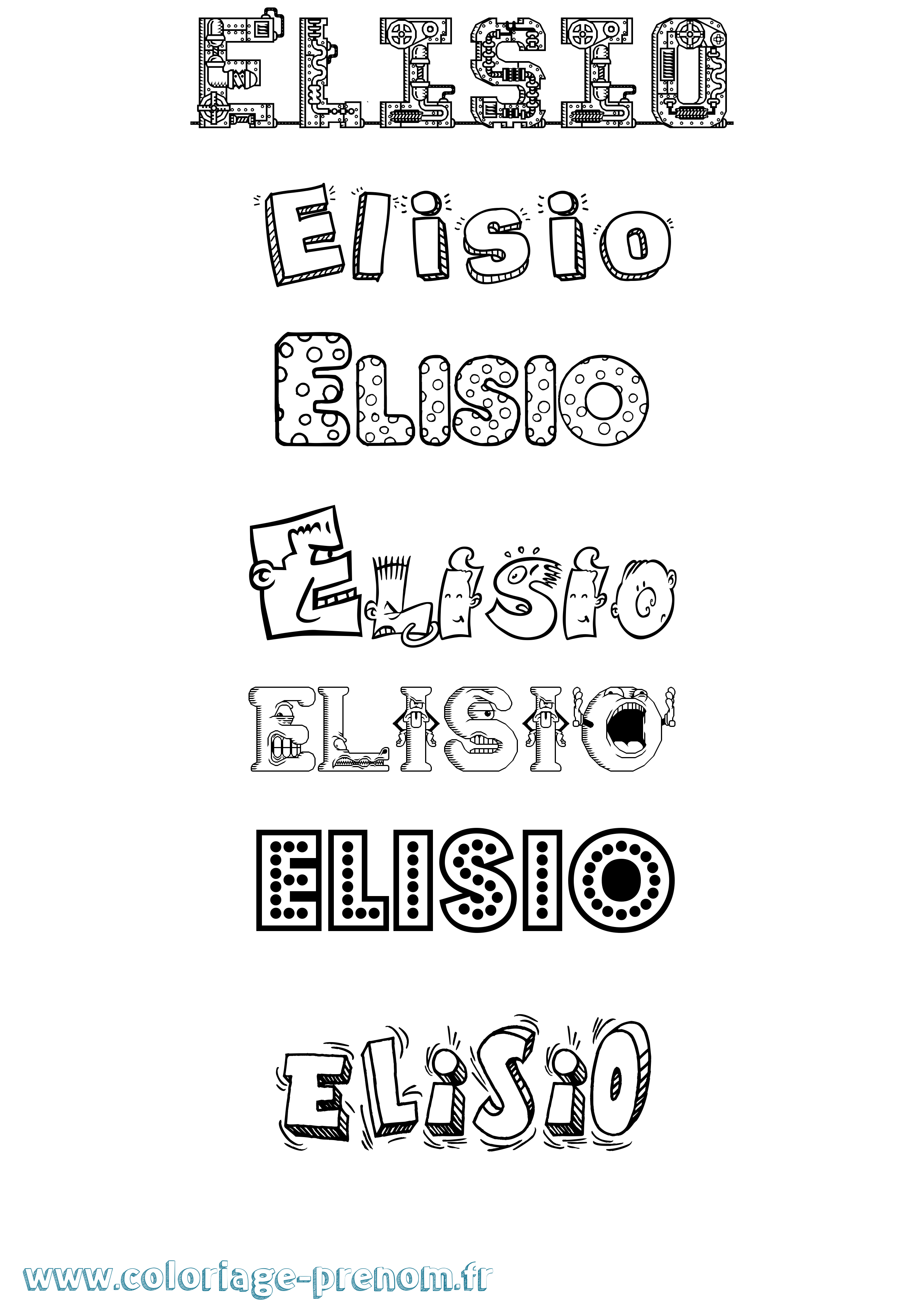 Coloriage Elisio Fun Coloriage prénom Elisio Fun