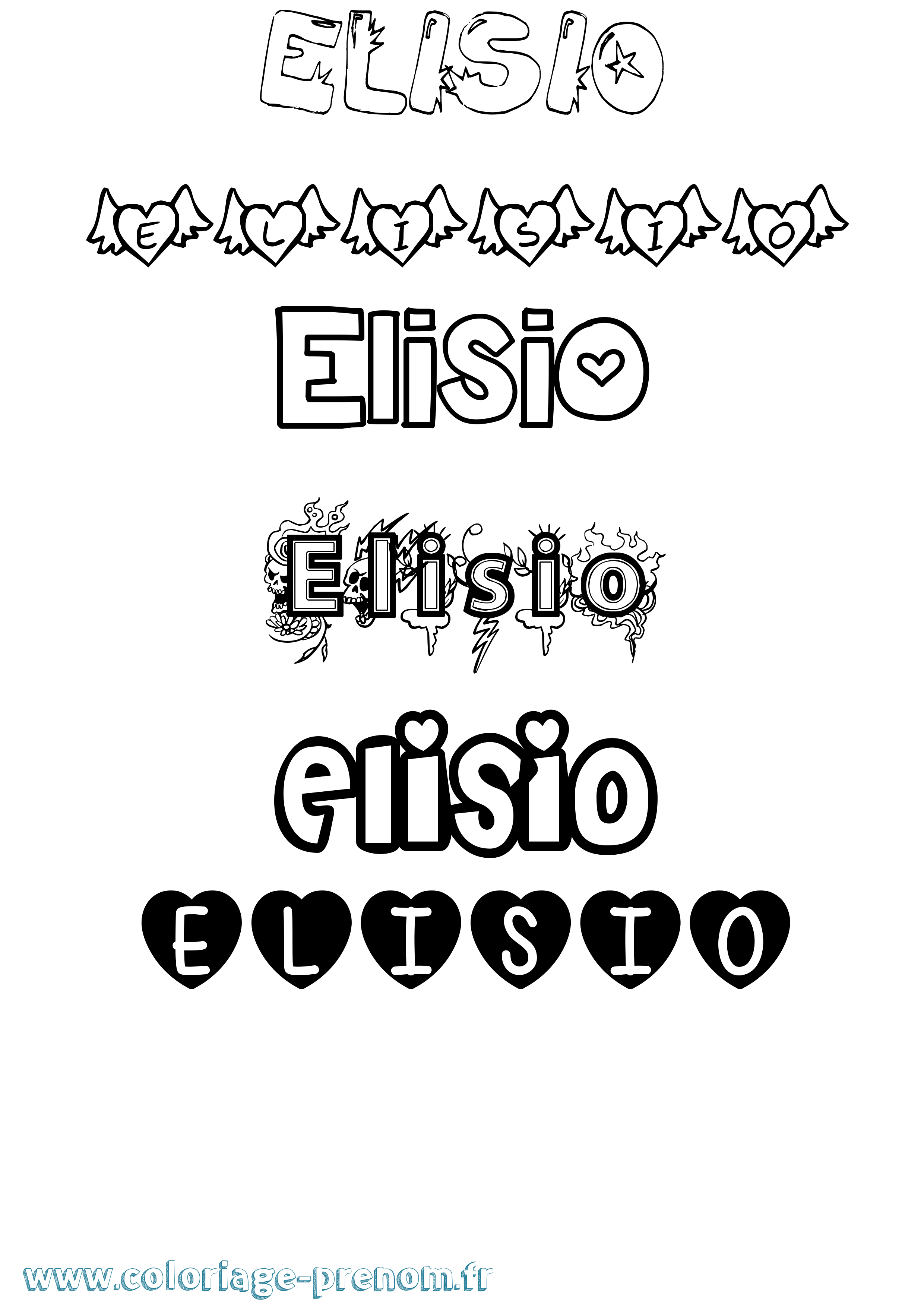 Coloriage Elisio Girly Coloriage prénom Elisio Girly