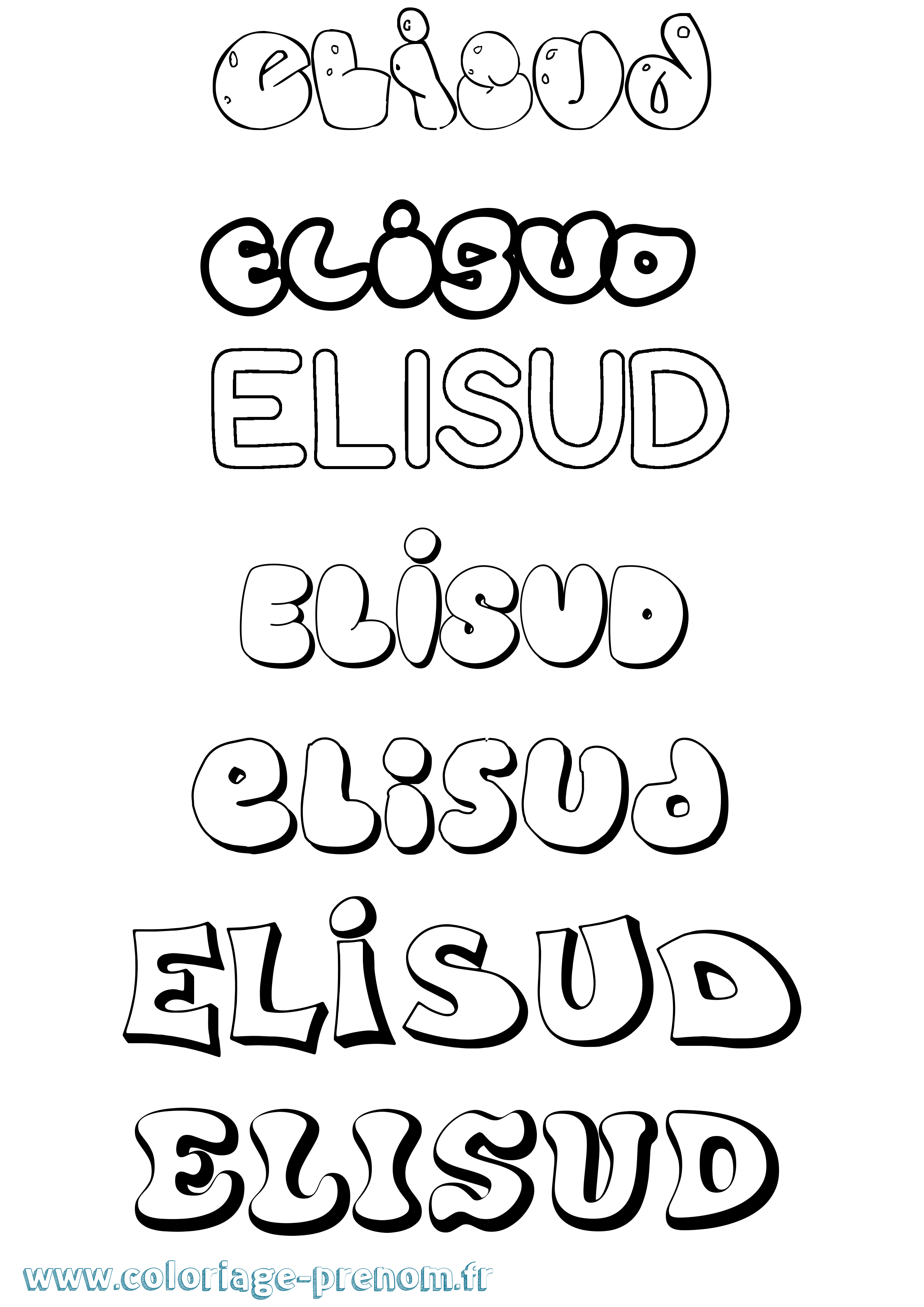 Coloriage Elisud Bubble Coloriage prénom Elisud Bubble