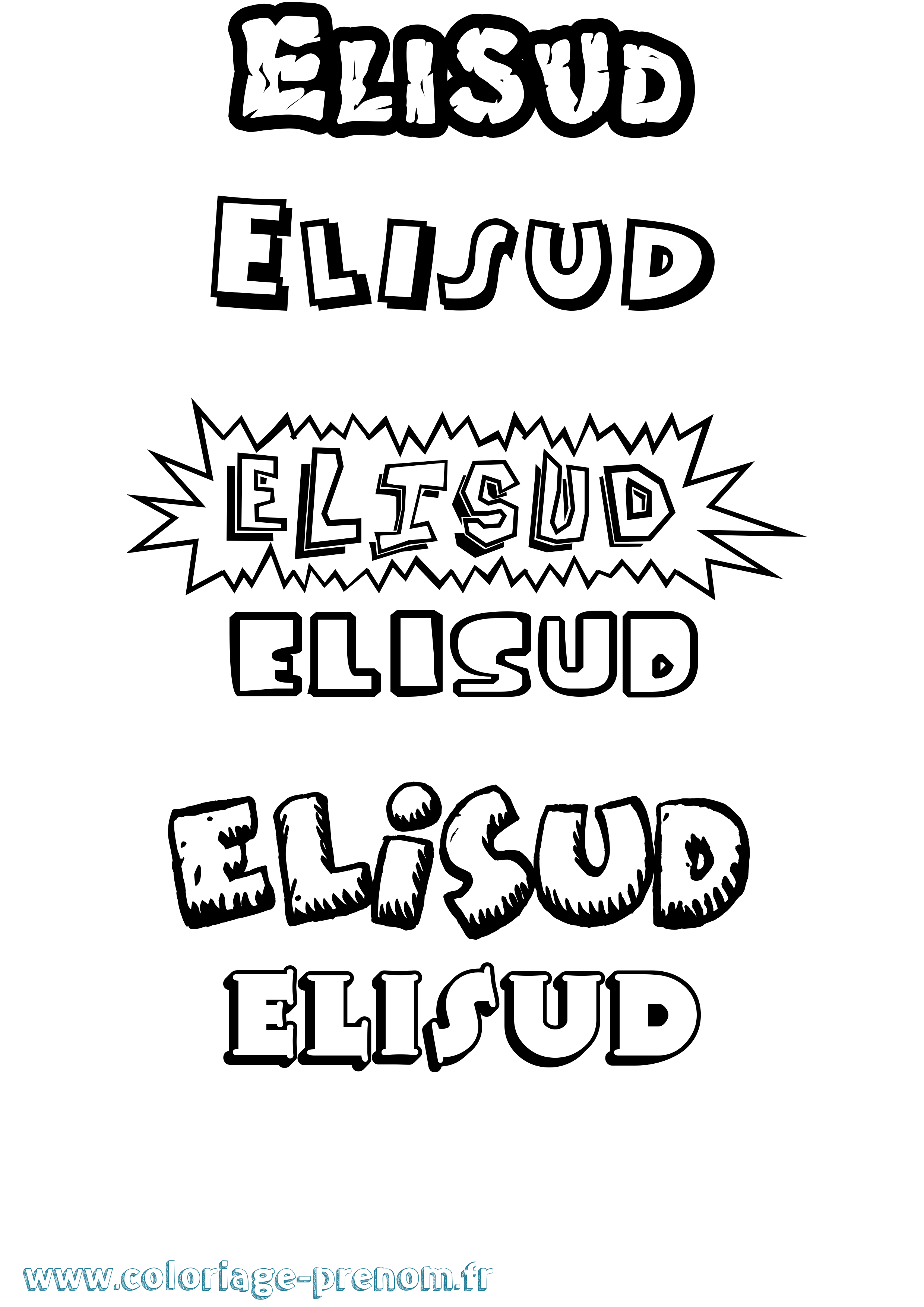Coloriage Elisud Dessin Animé Coloriage prénom Elisud Dessin Animé