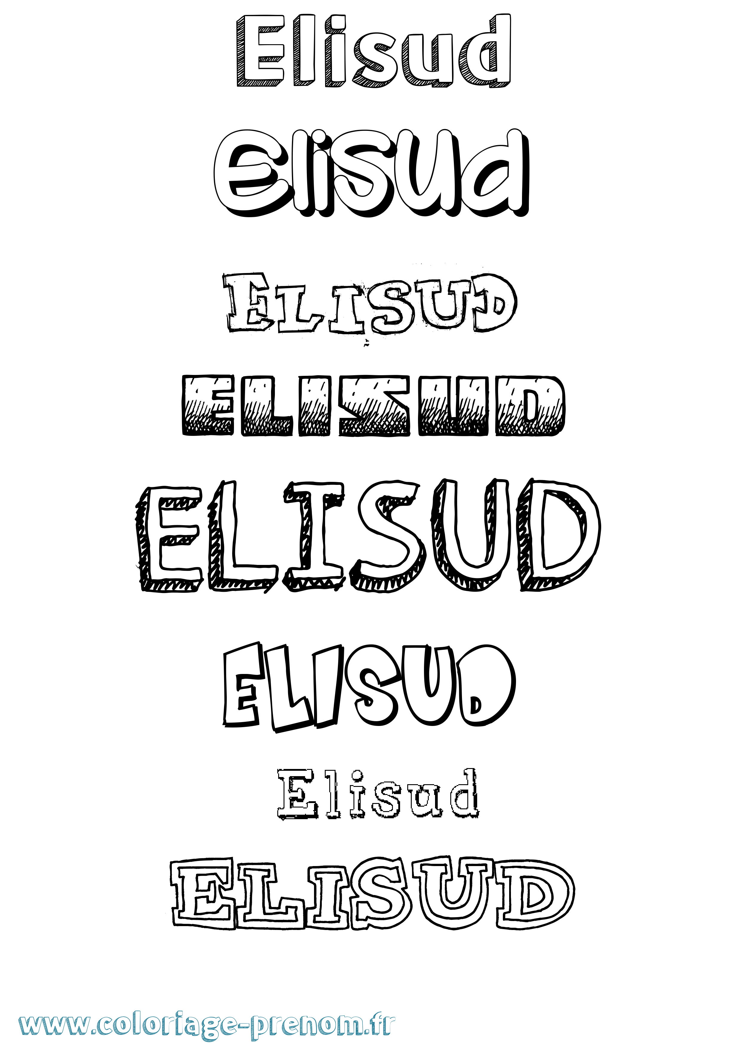 Coloriage Elisud Dessiné Coloriage prénom Elisud Dessiné