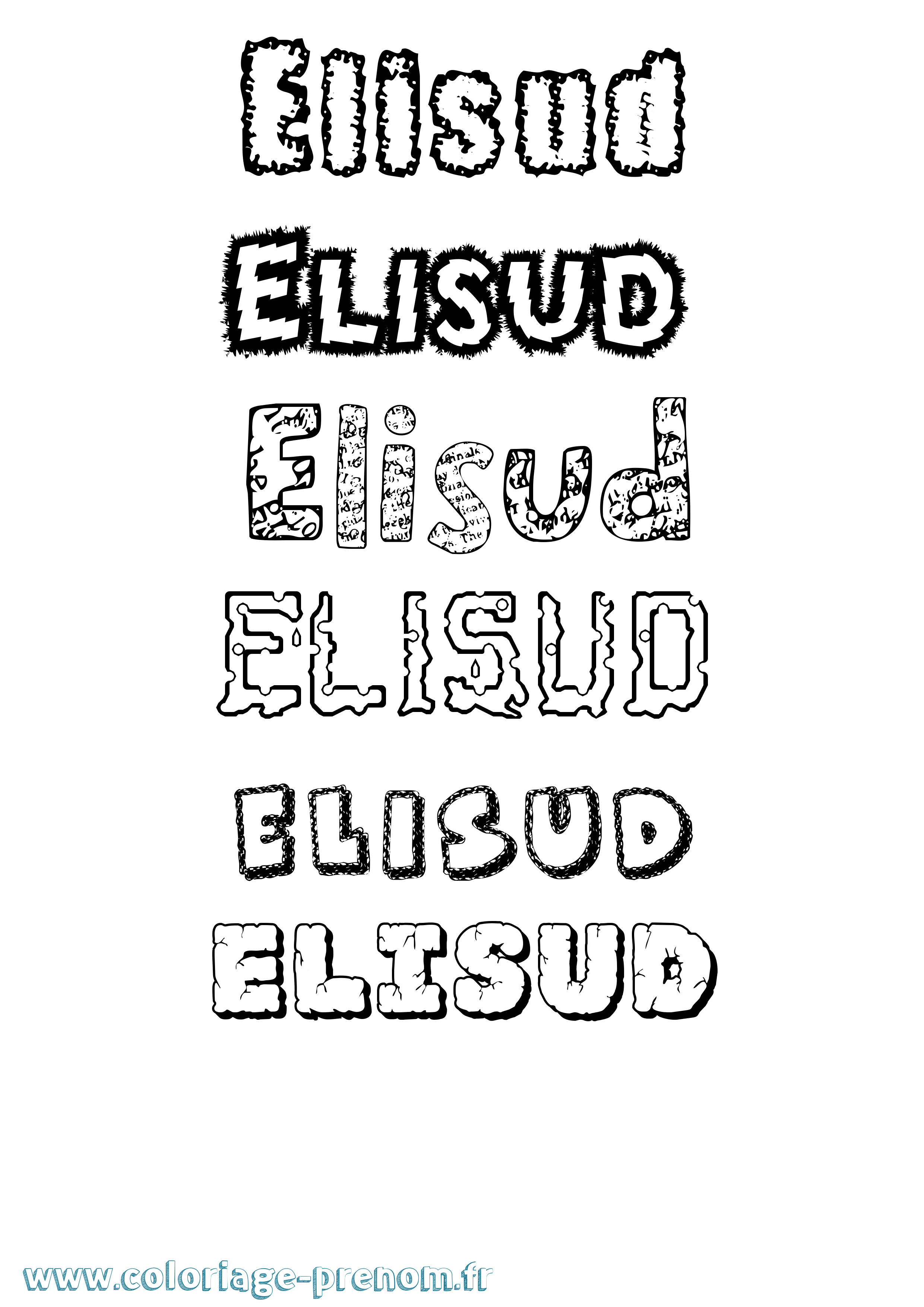 Coloriage Elisud Destructuré Coloriage prénom Elisud Destructuré