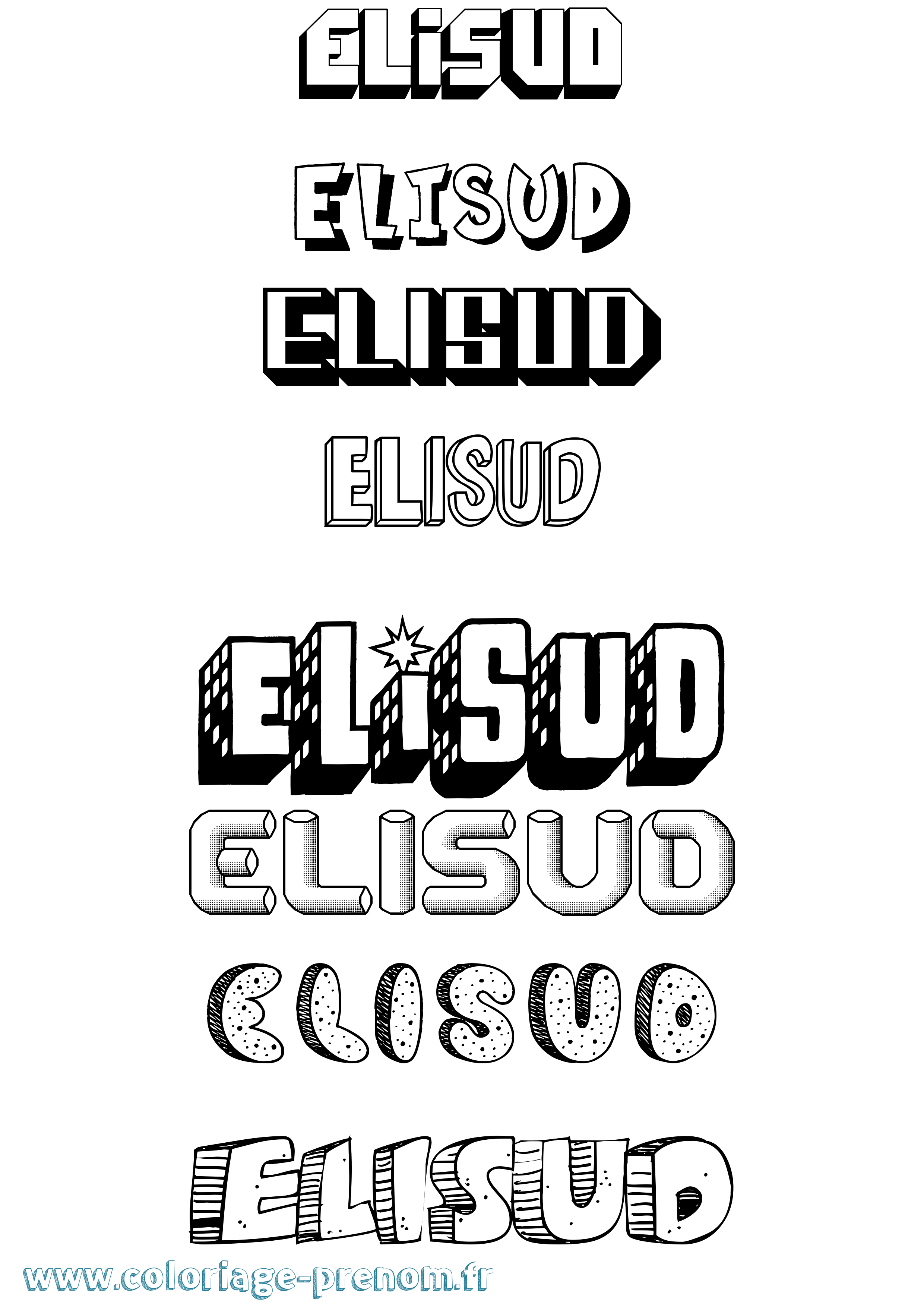Coloriage Elisud Effet 3D Coloriage prénom Elisud Effet 3D