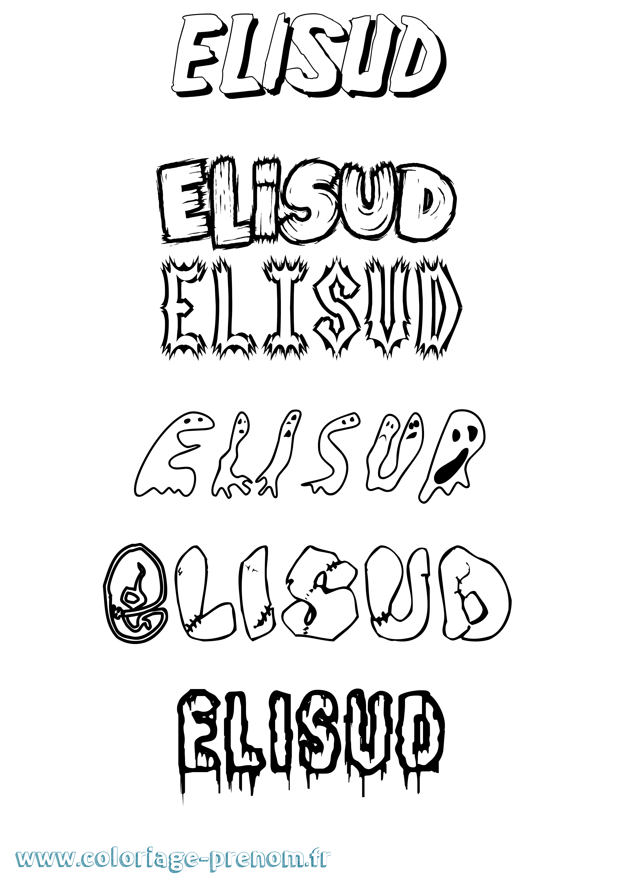 Coloriage Elisud Frisson Coloriage prénom Elisud Frisson
