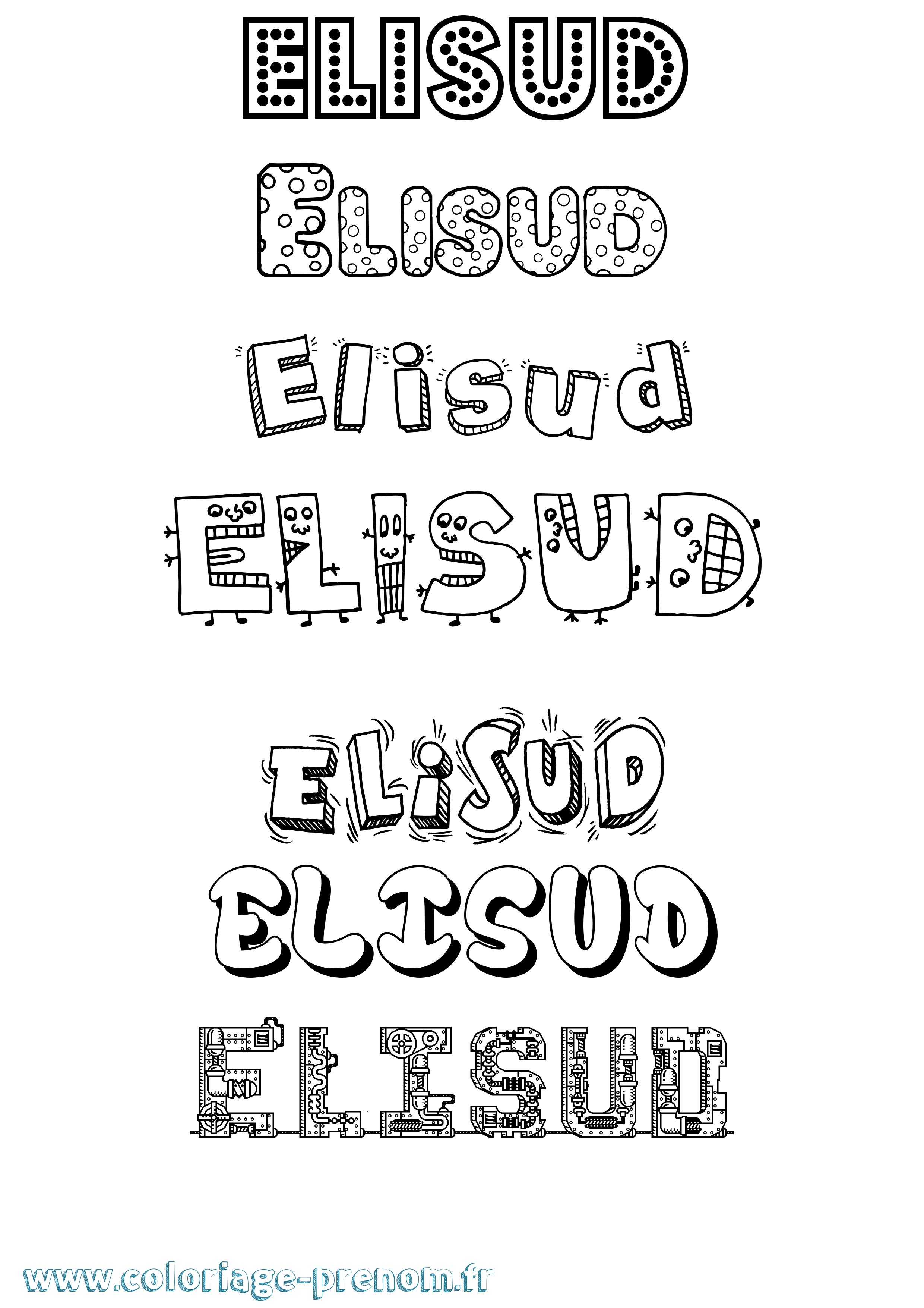 Coloriage Elisud Fun Coloriage prénom Elisud Fun