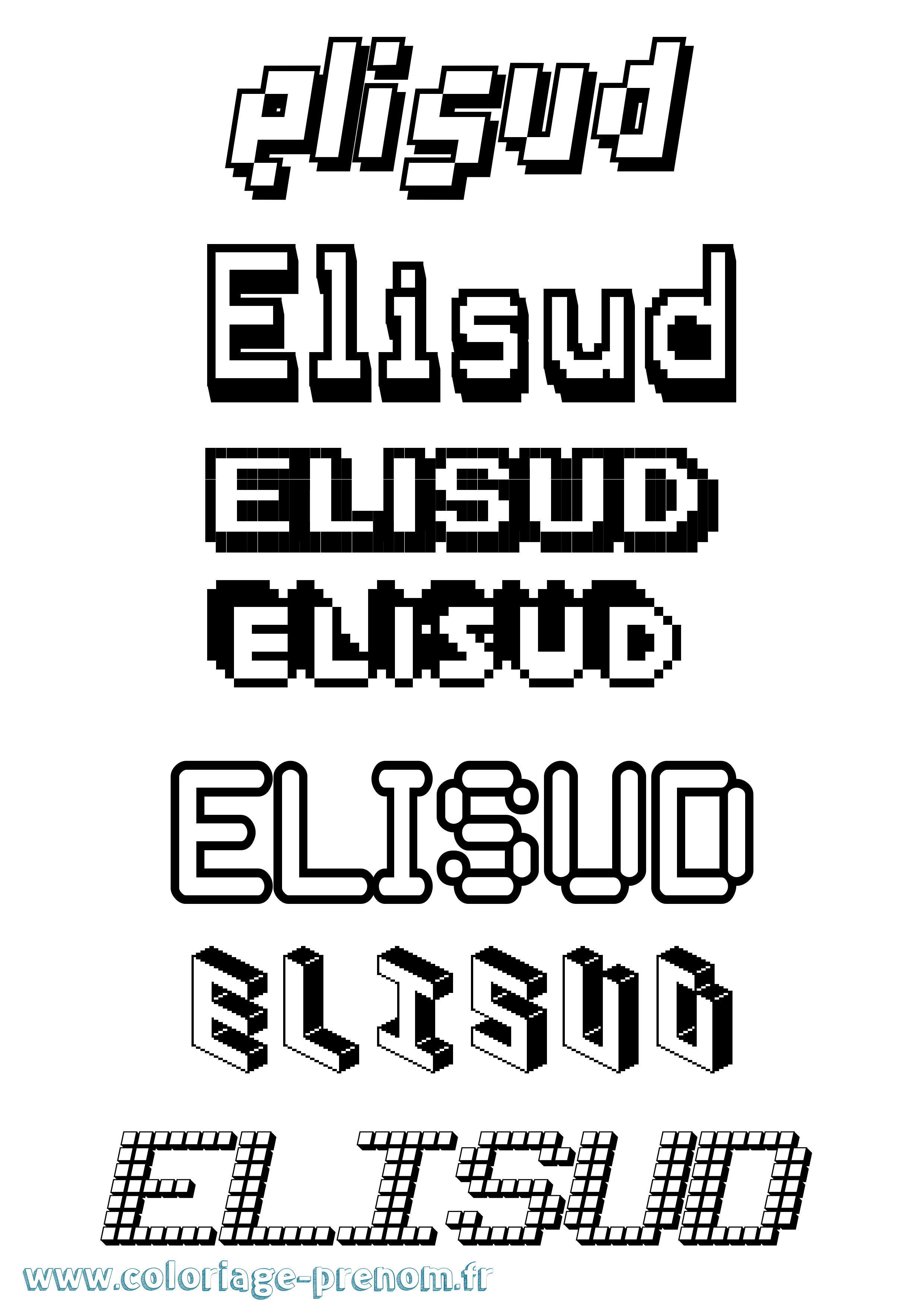 Coloriage Elisud Pixel Coloriage prénom Elisud Pixel