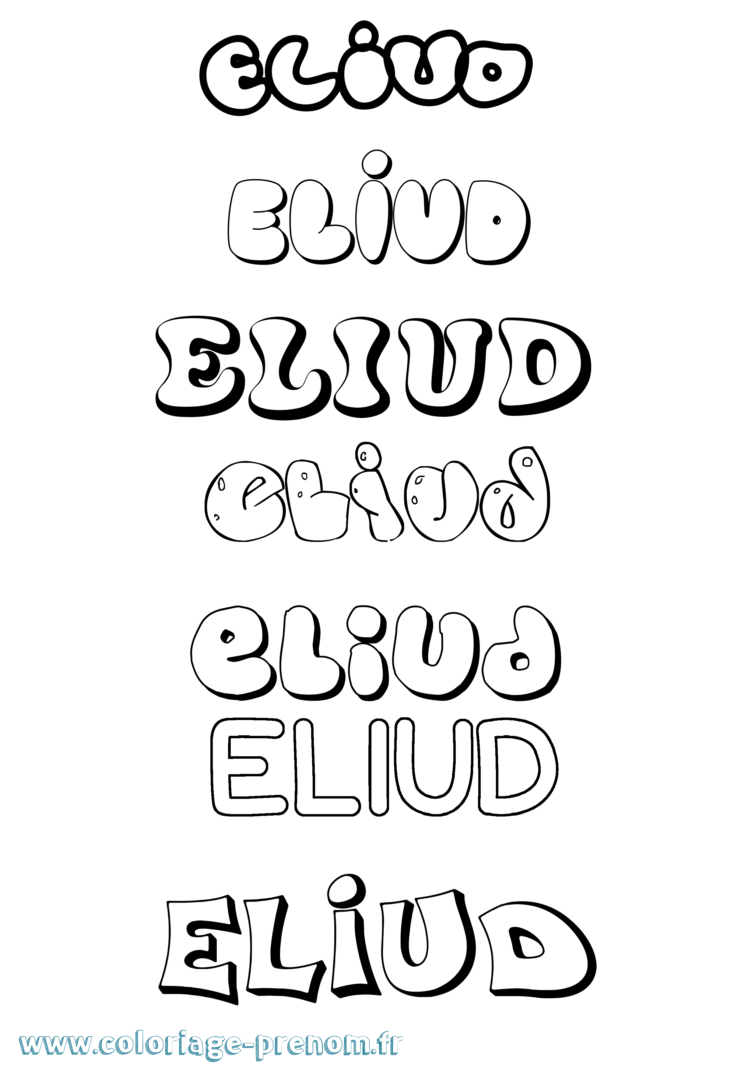 Coloriage Eliud Bubble Coloriage prénom Eliud Bubble