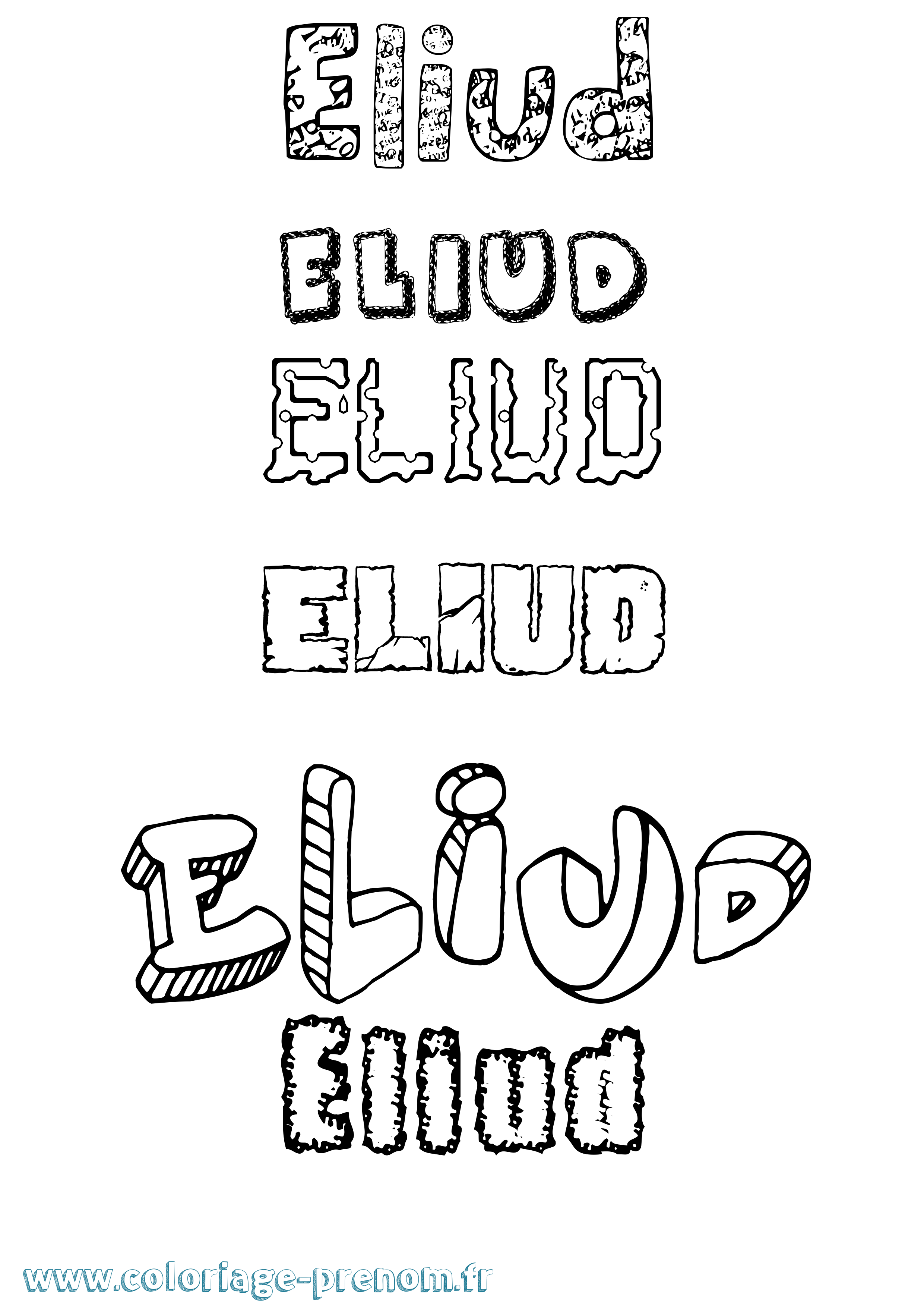 Coloriage Eliud Destructuré Coloriage prénom Eliud Destructuré