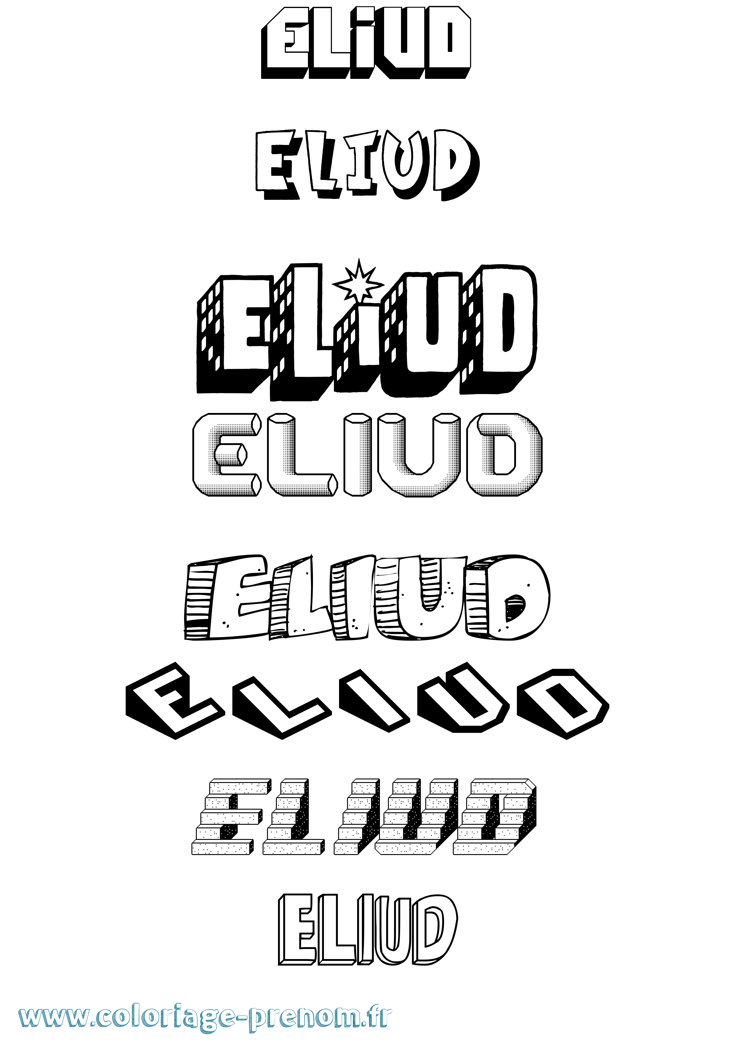 Coloriage Eliud Effet 3D Coloriage prénom Eliud Effet 3D
