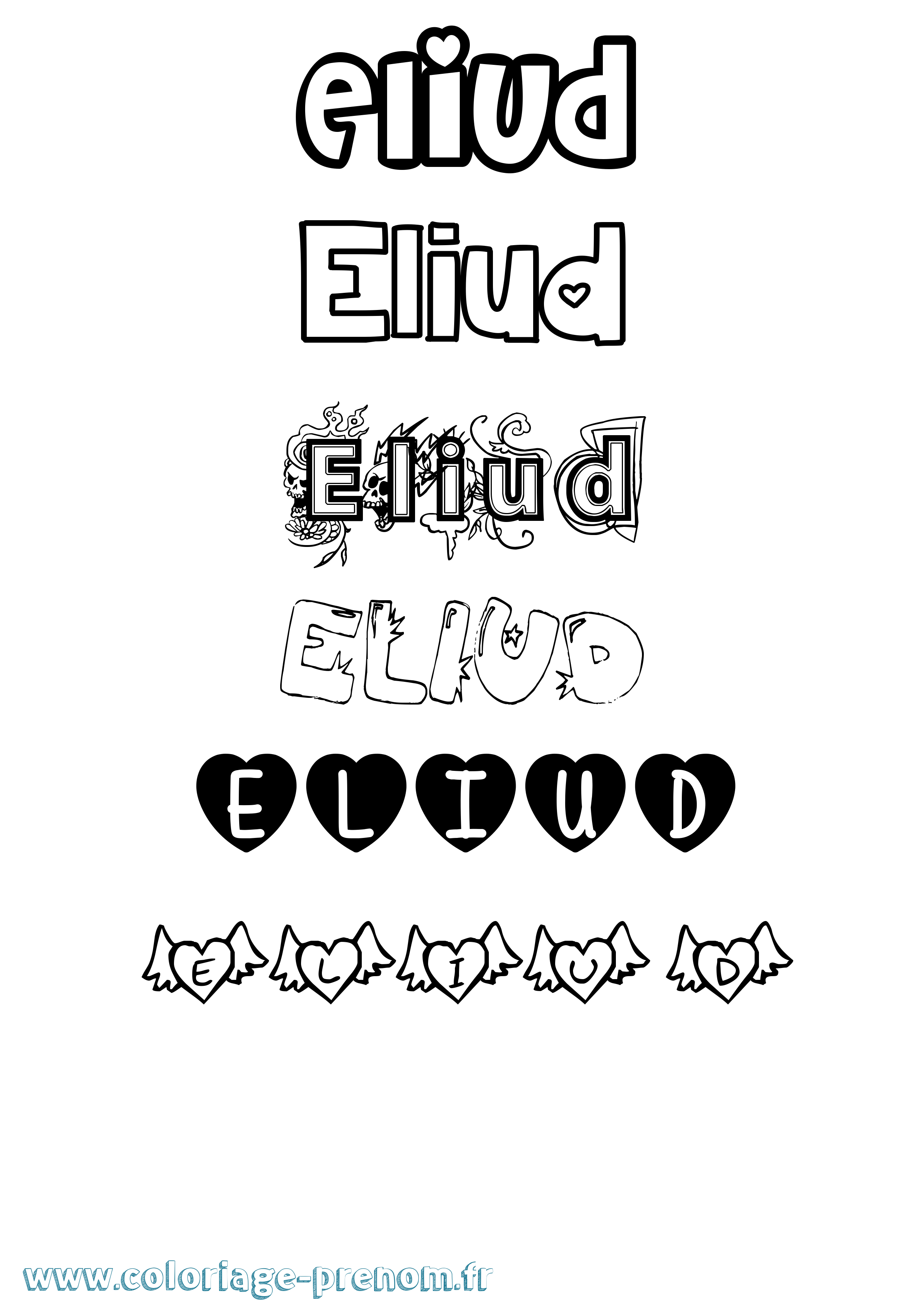 Coloriage Eliud Girly Coloriage prénom Eliud Girly