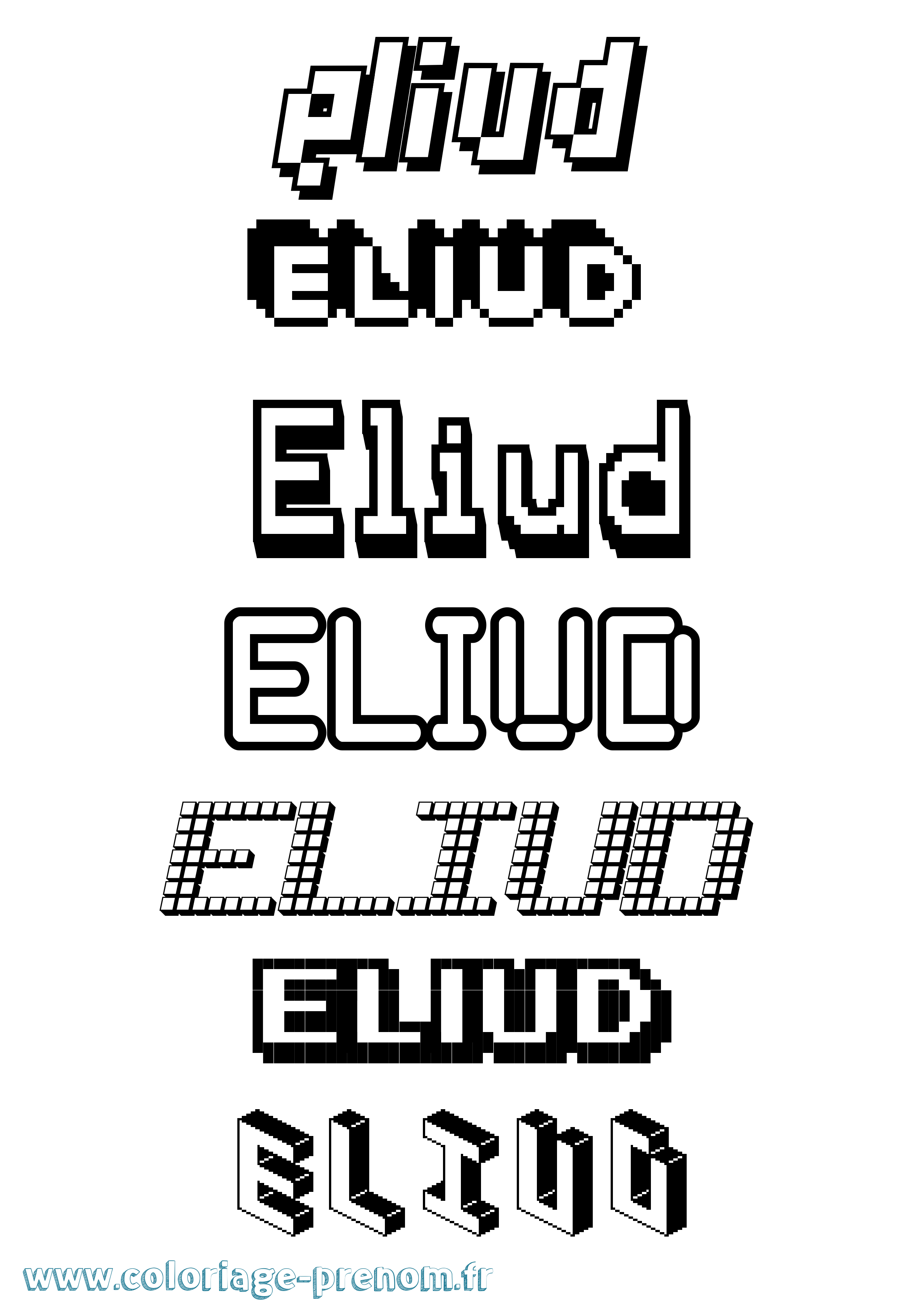 Coloriage Eliud Pixel Coloriage prénom Eliud Pixel