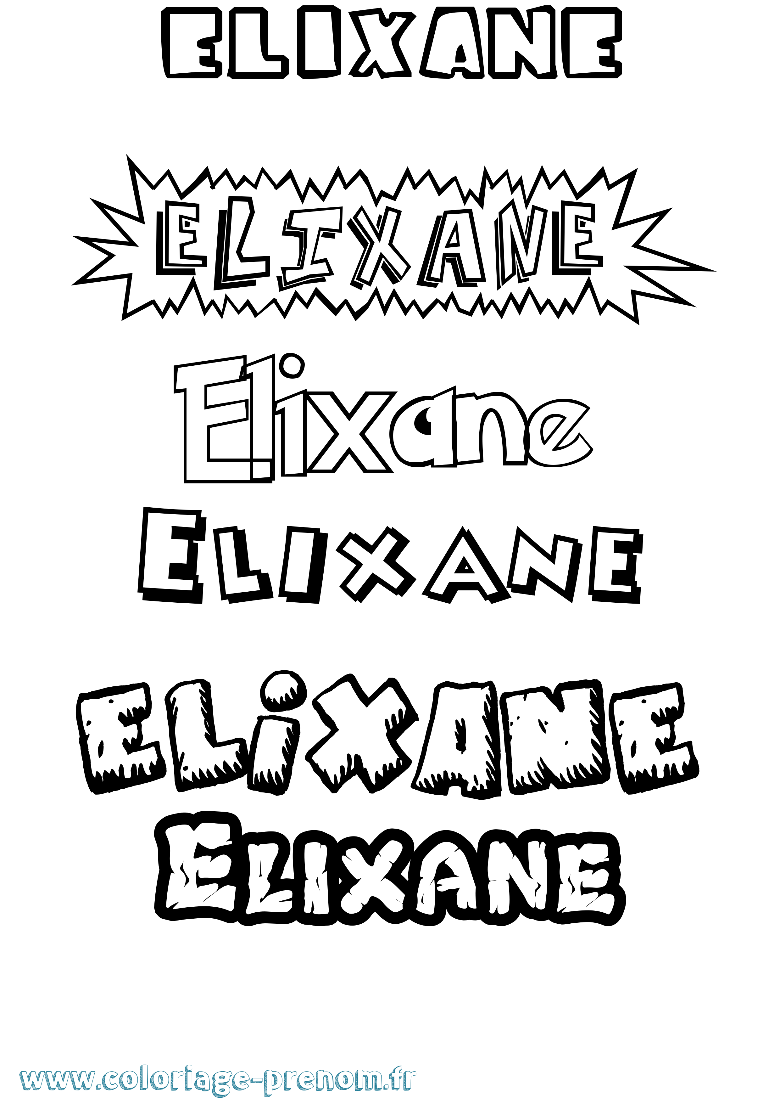 Coloriage Elixane Dessin Animé Coloriage prénom Elixane Dessin Animé